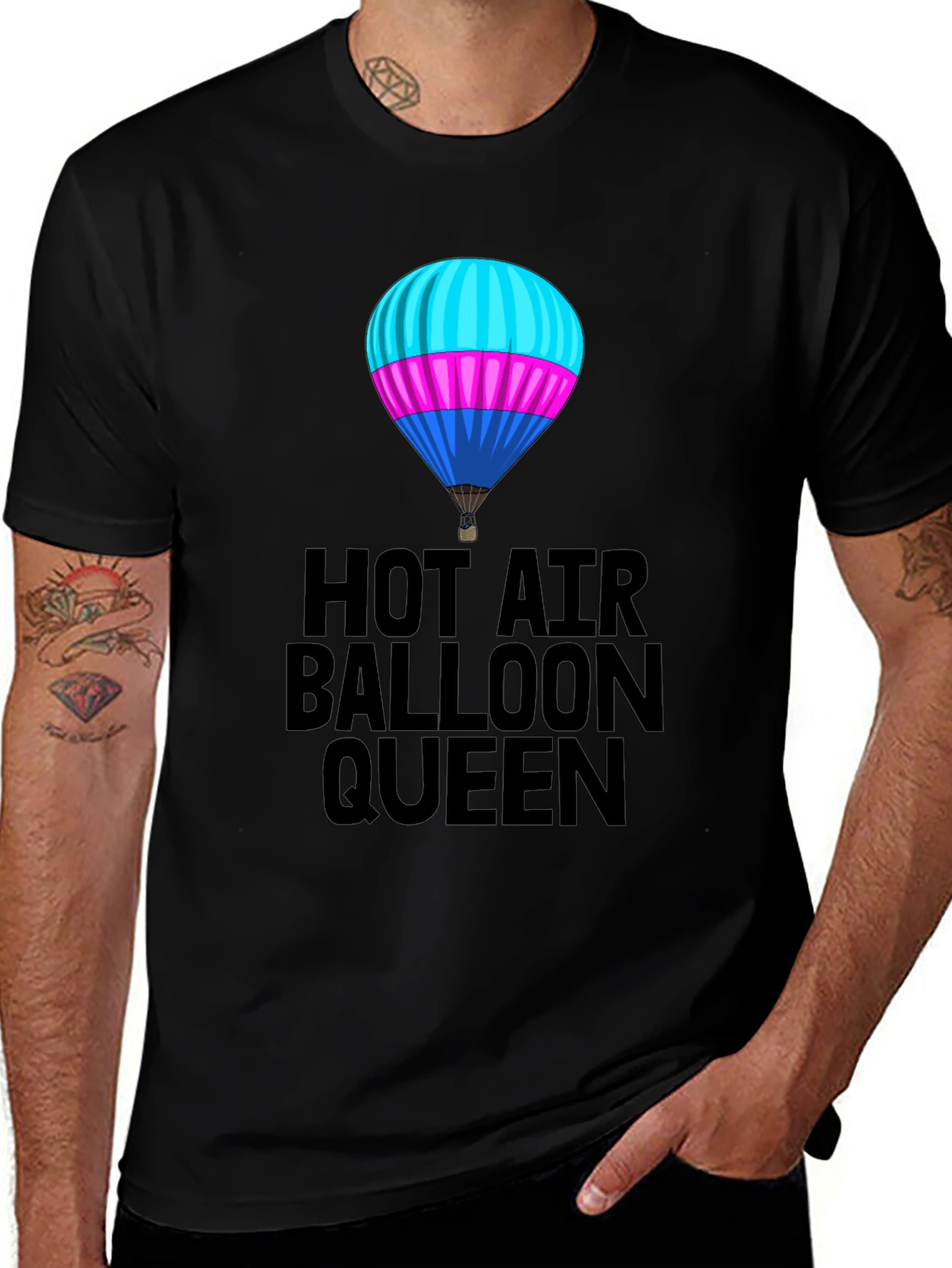 Variant 24 of Hot Air Balloon Queen Black T-Shirt