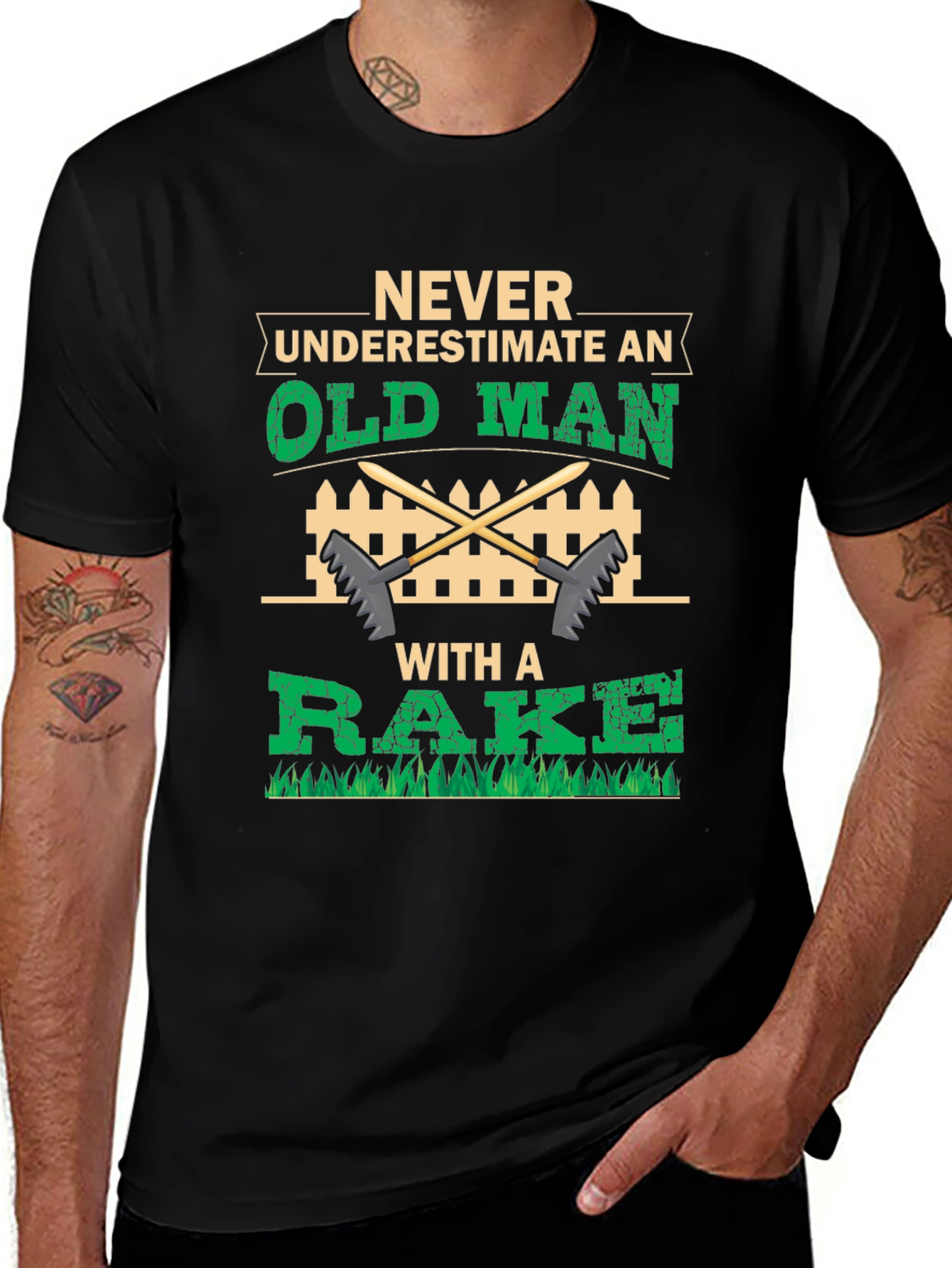 Variant 28 of Never Underestimate Old Man With A Rake T-Shirt