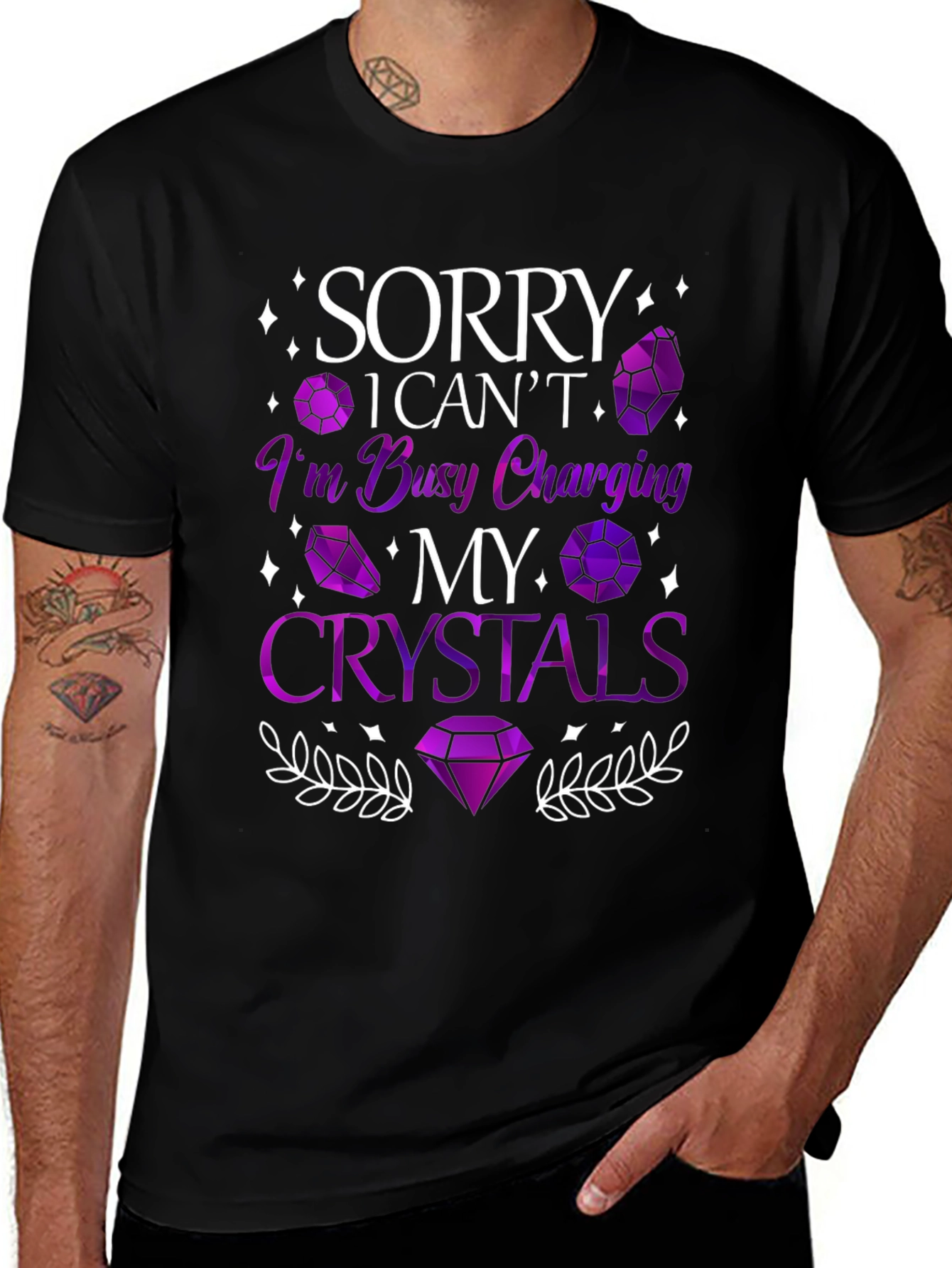 Sorry Busy Charging Crystals Graphic T-Shirt