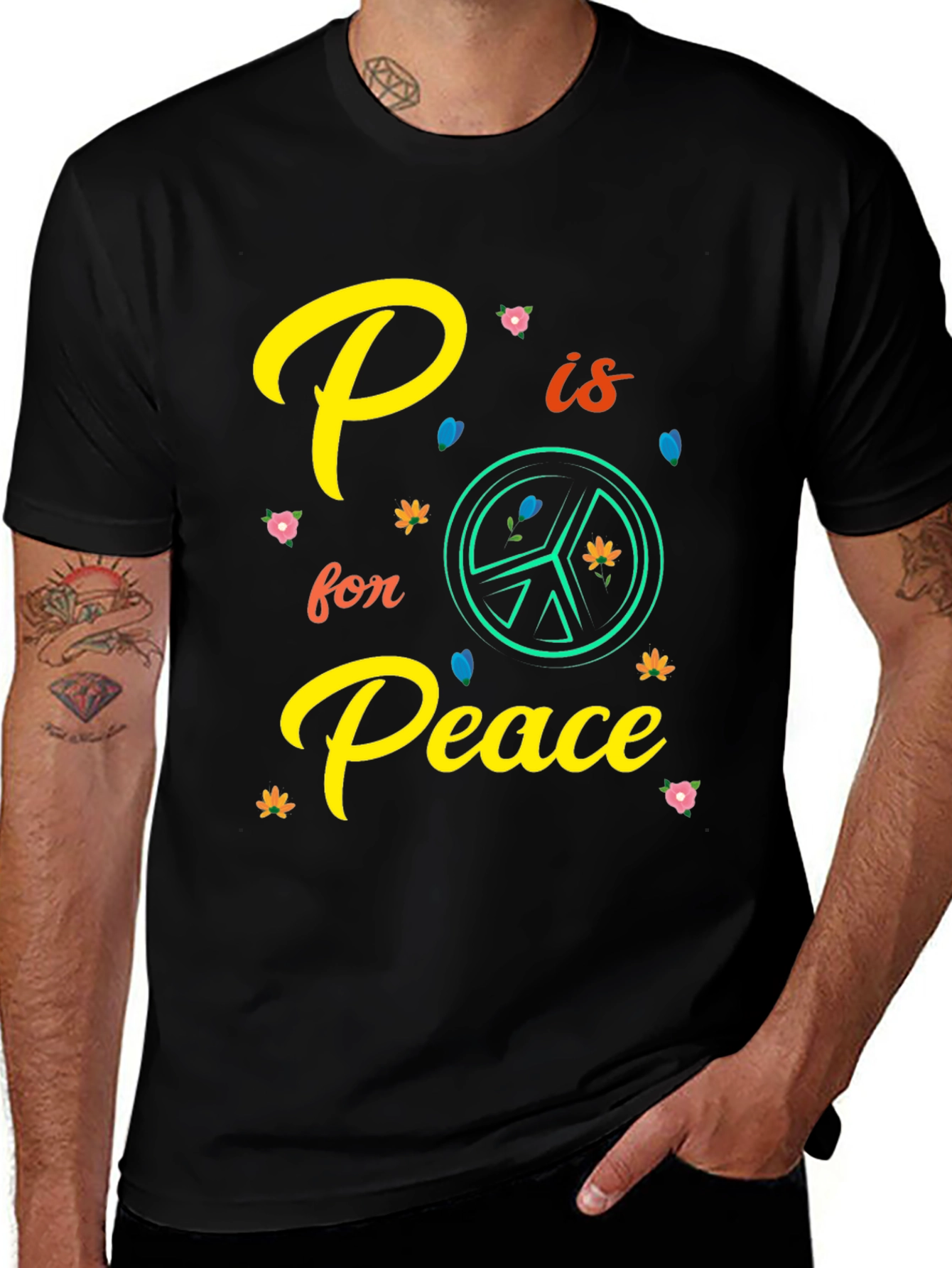 Variant 26 of P is for Peace Black T-Shirt