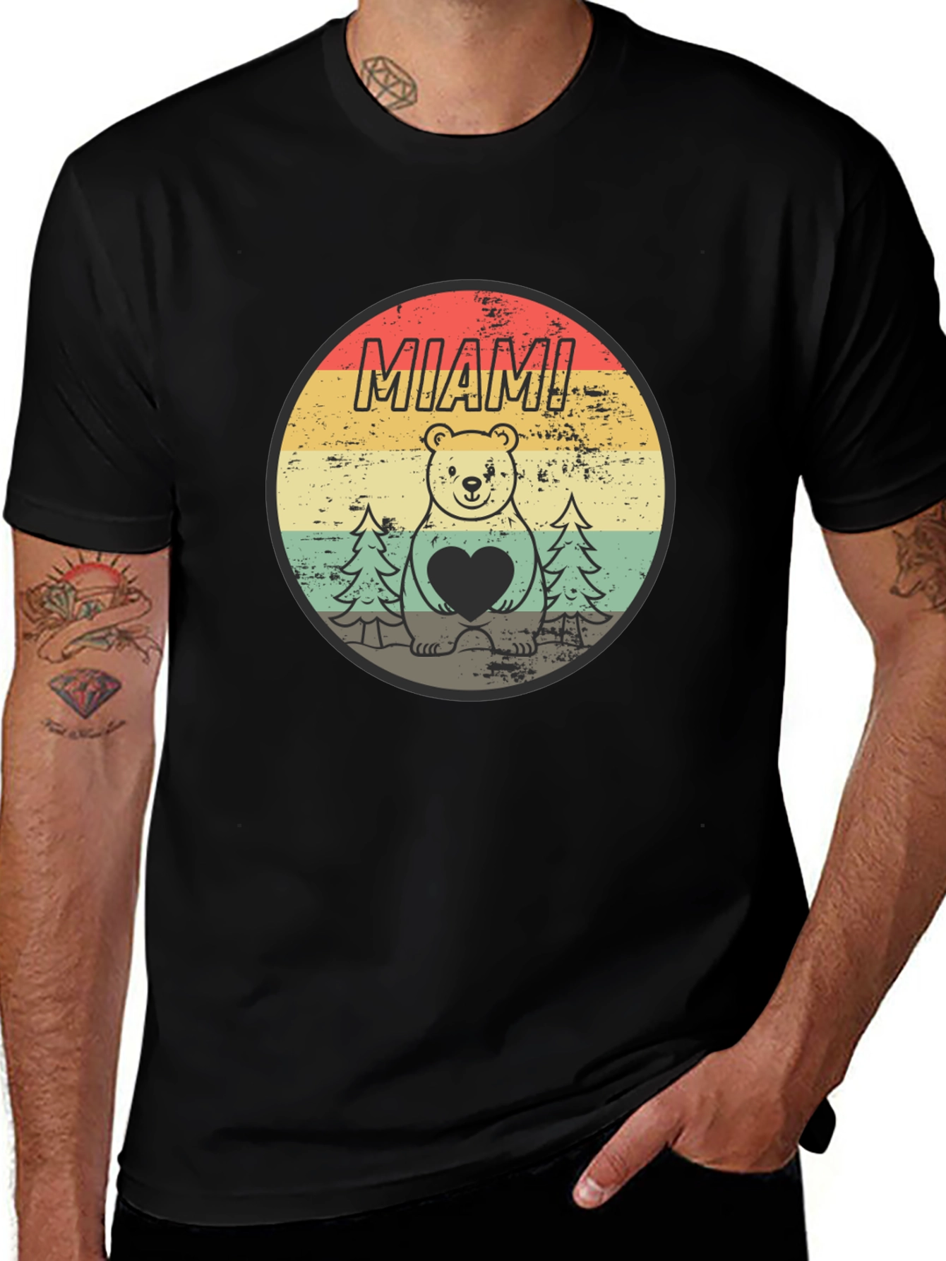 Variant 2 of Miami Bear Heart Vintage Graphic T-Shirt