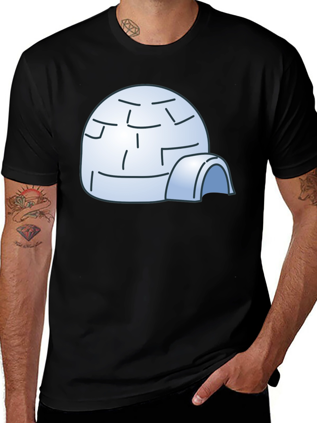 Igloo Cartoon Black T-Shirt