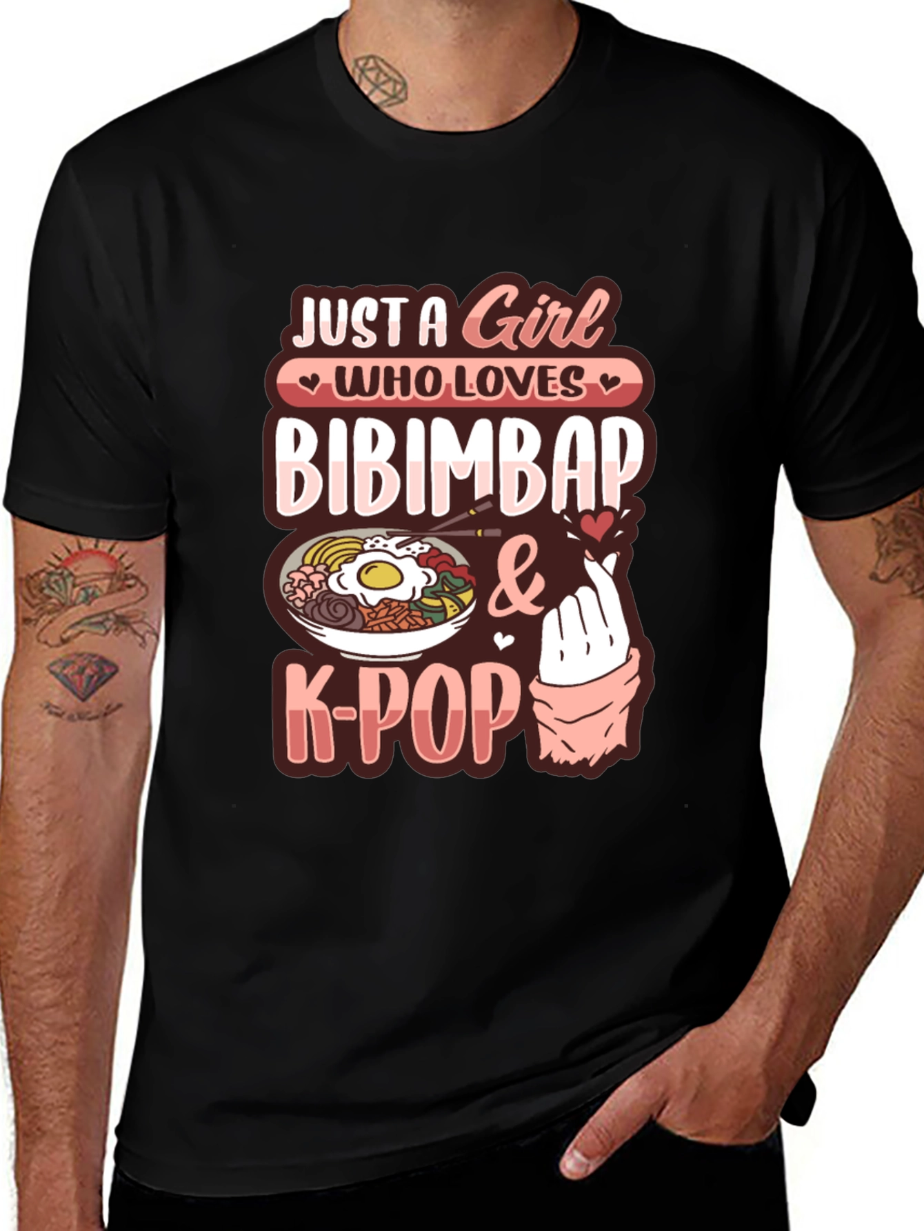 Variant 13 of Bibimbap & K-Pop Girl's T-Shirt