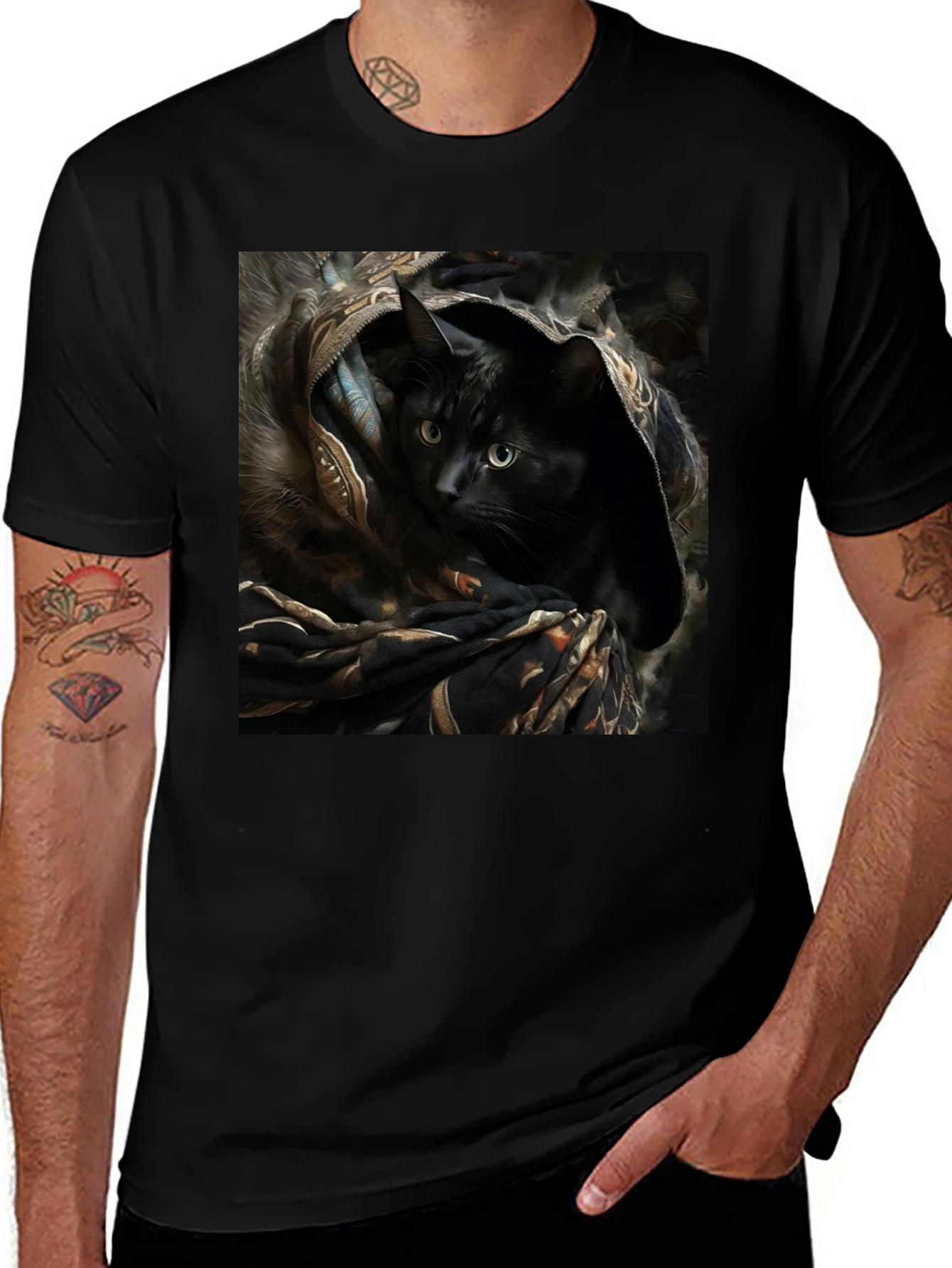 Variant 22 of Black Cat Portrait Graphic Tee