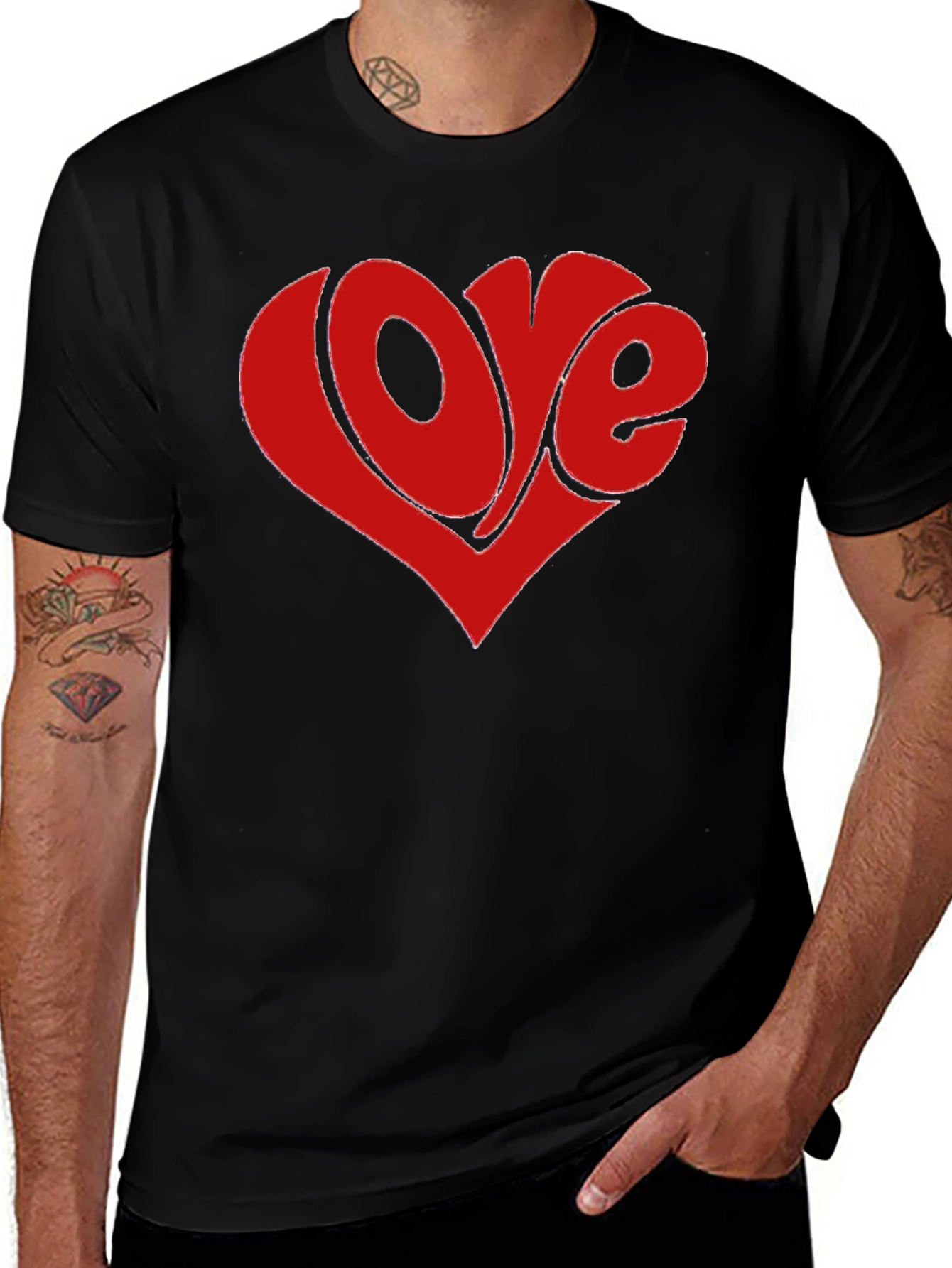 Variant 21 of Retro Love Heart Graphic Tee - Black