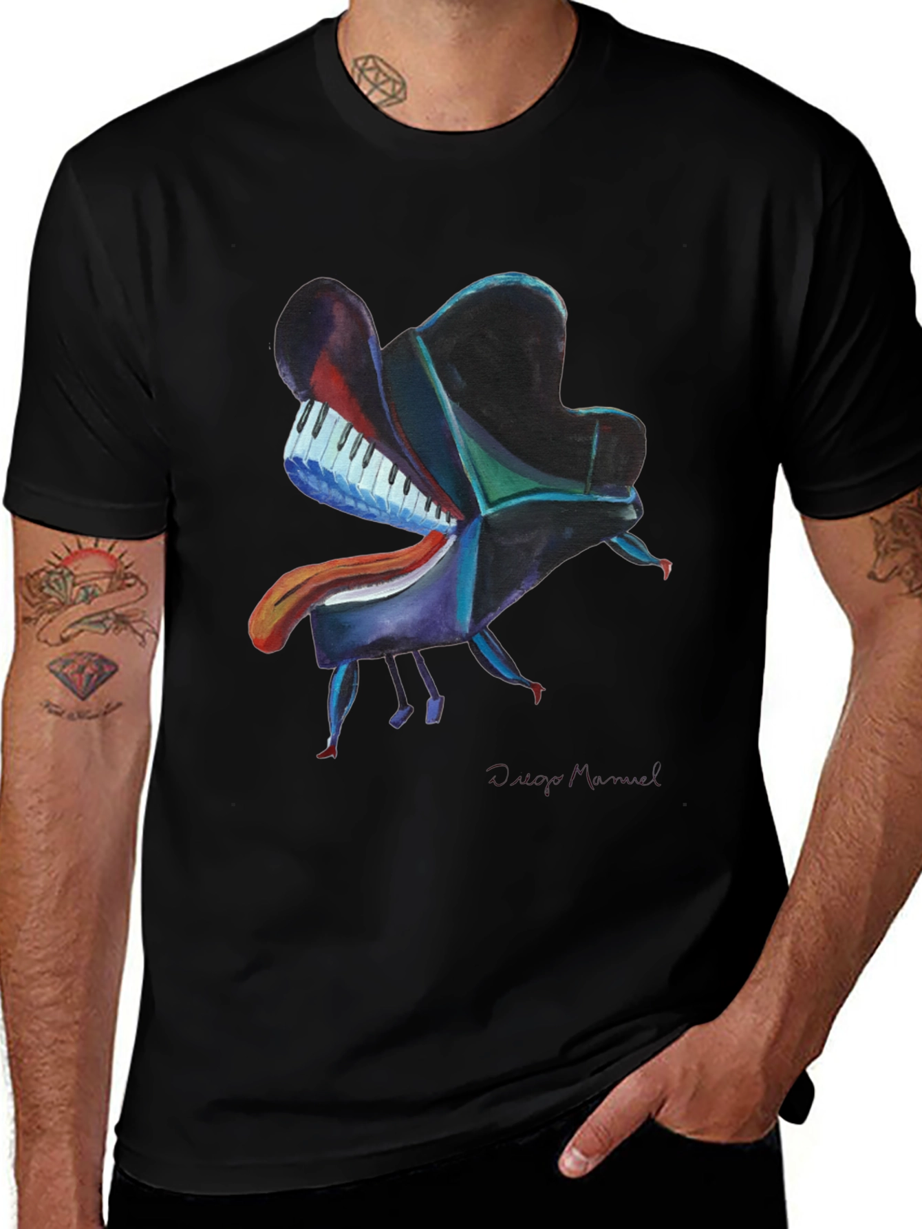 Variant 30 of Abstract Piano Graphic T-Shirt - Unique Musician Style