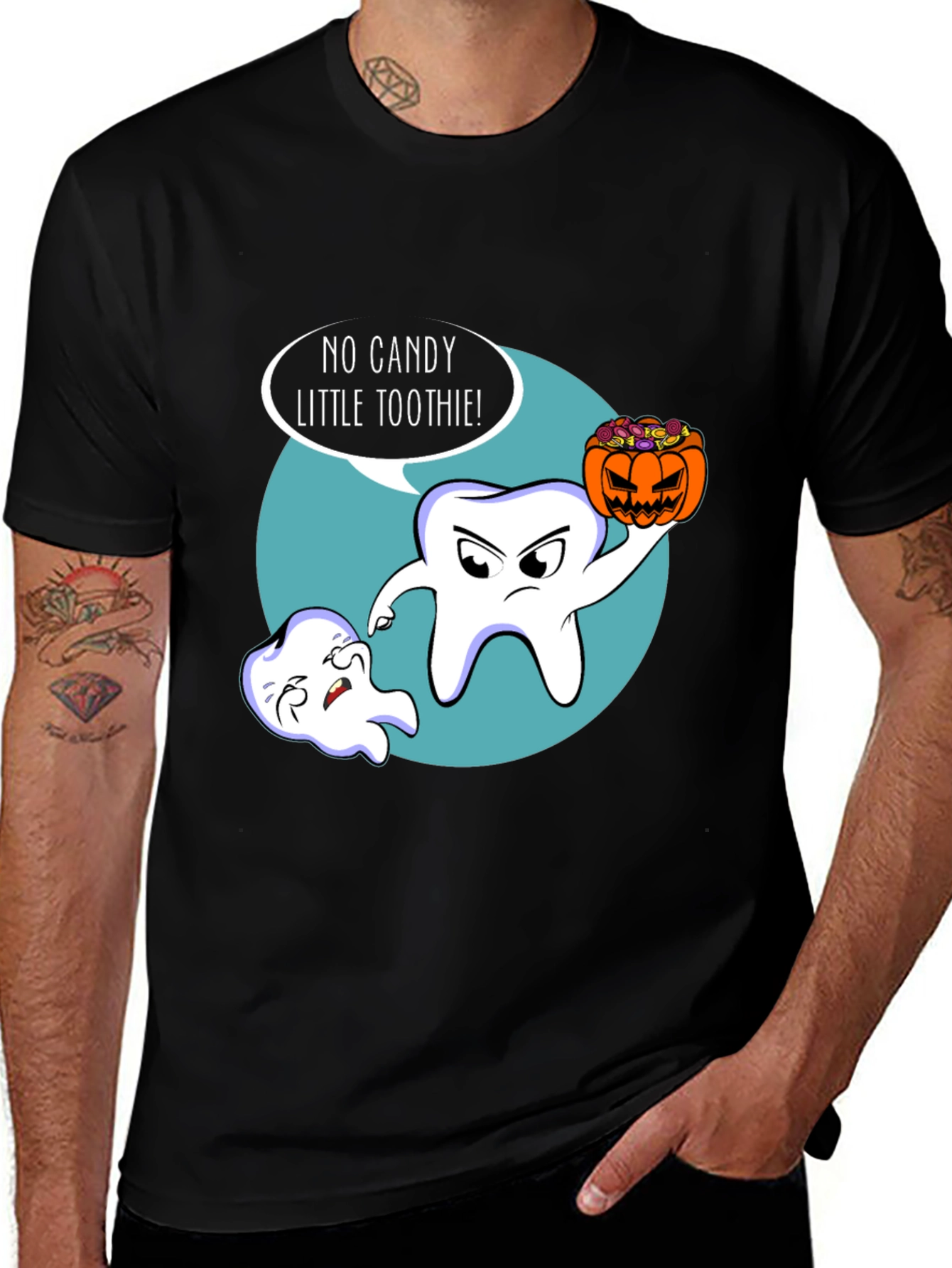 Variant 17 of Funny Halloween Tooth T-Shirt - No Candy!
