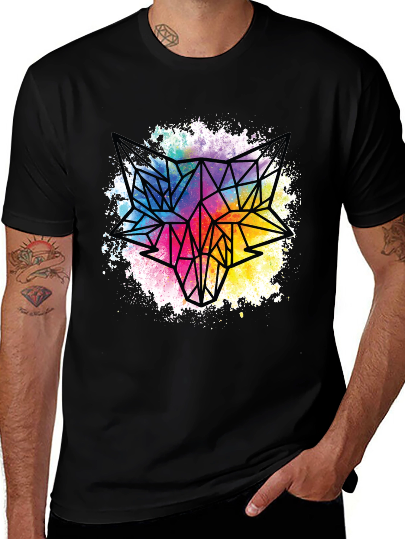 Variant 26 of Geometric Fox Graphic Tee - Abstract Style