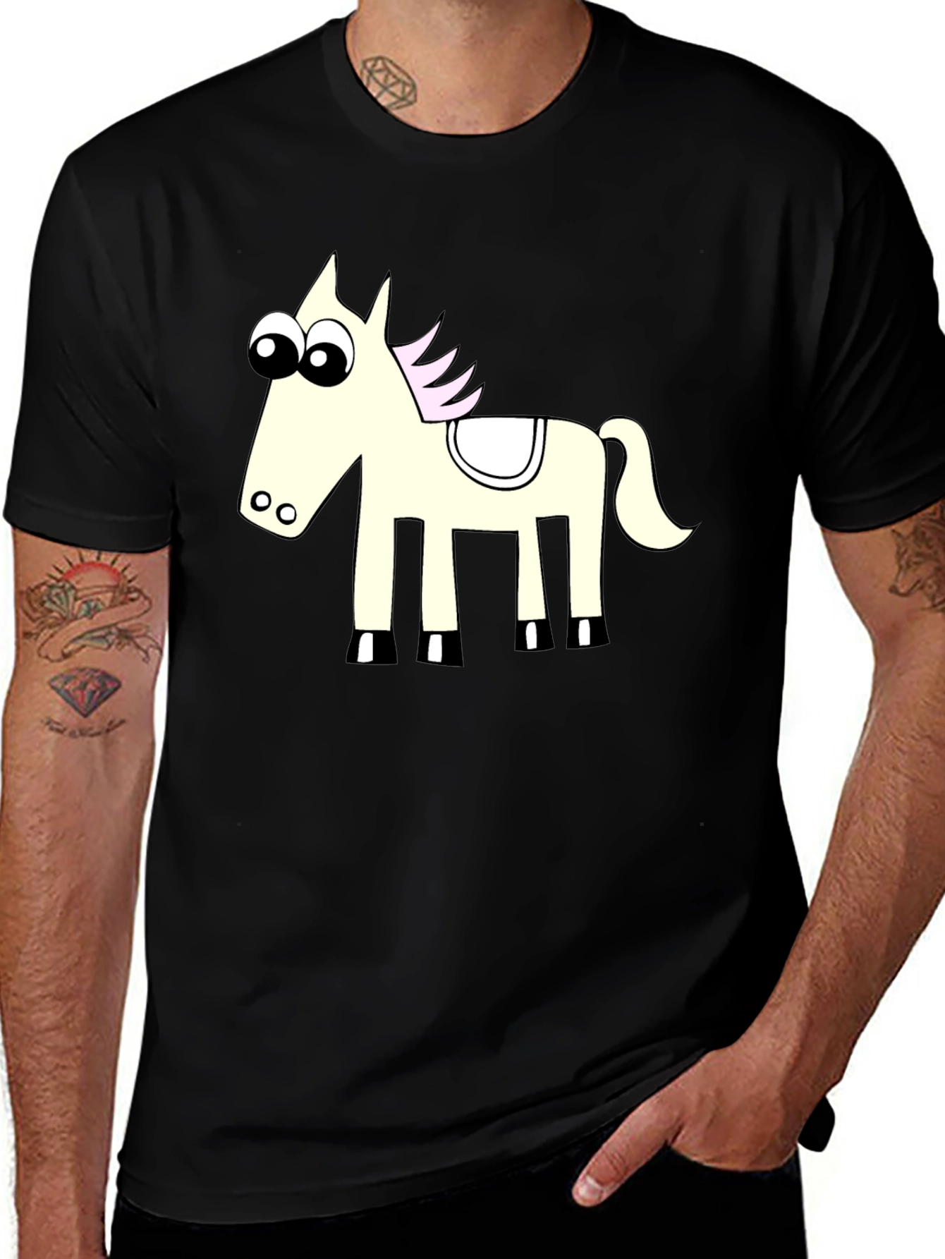 Variant 19 of Funny Horse Graphic Black T-Shirt