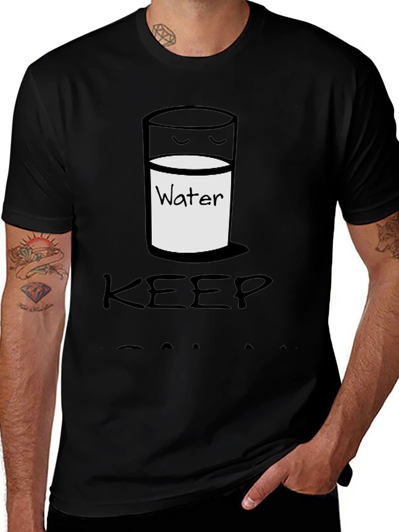 Variant 18 of Keep Calm Drink Water Black Graphic Tee