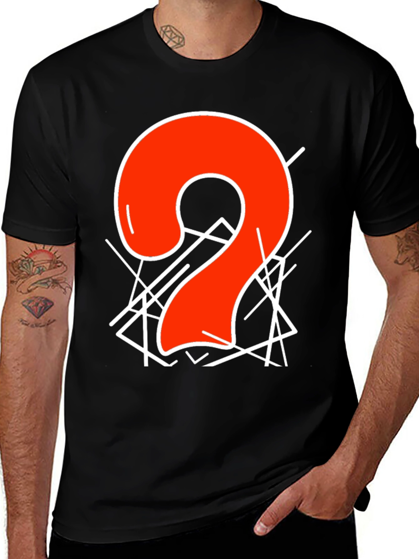 Variant 28 of Abstract Number 2 Graphic T-Shirt - Black