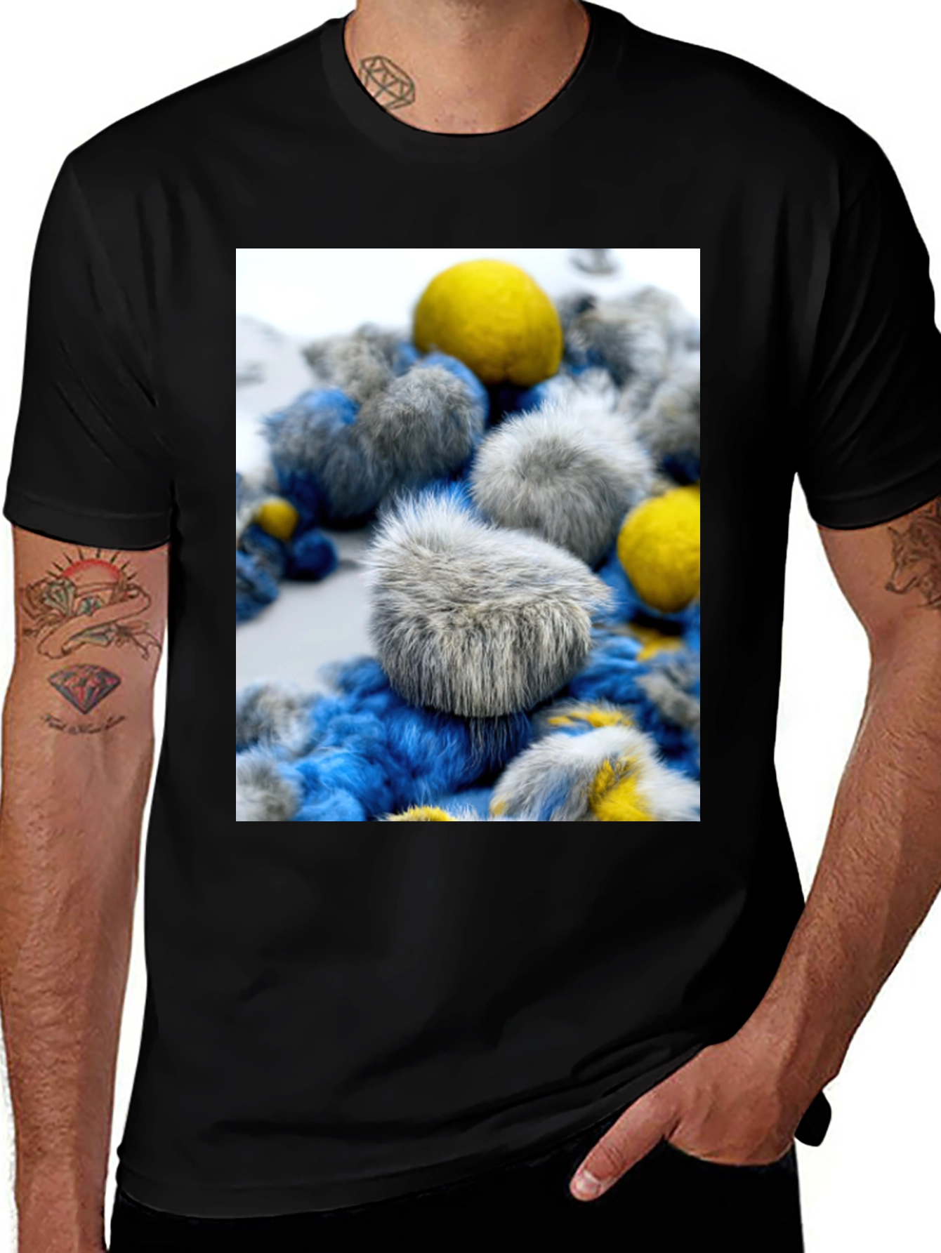 Variant 18 of Unique Fuzzy Balls Design T-Shirt - Soft Cotton Blend