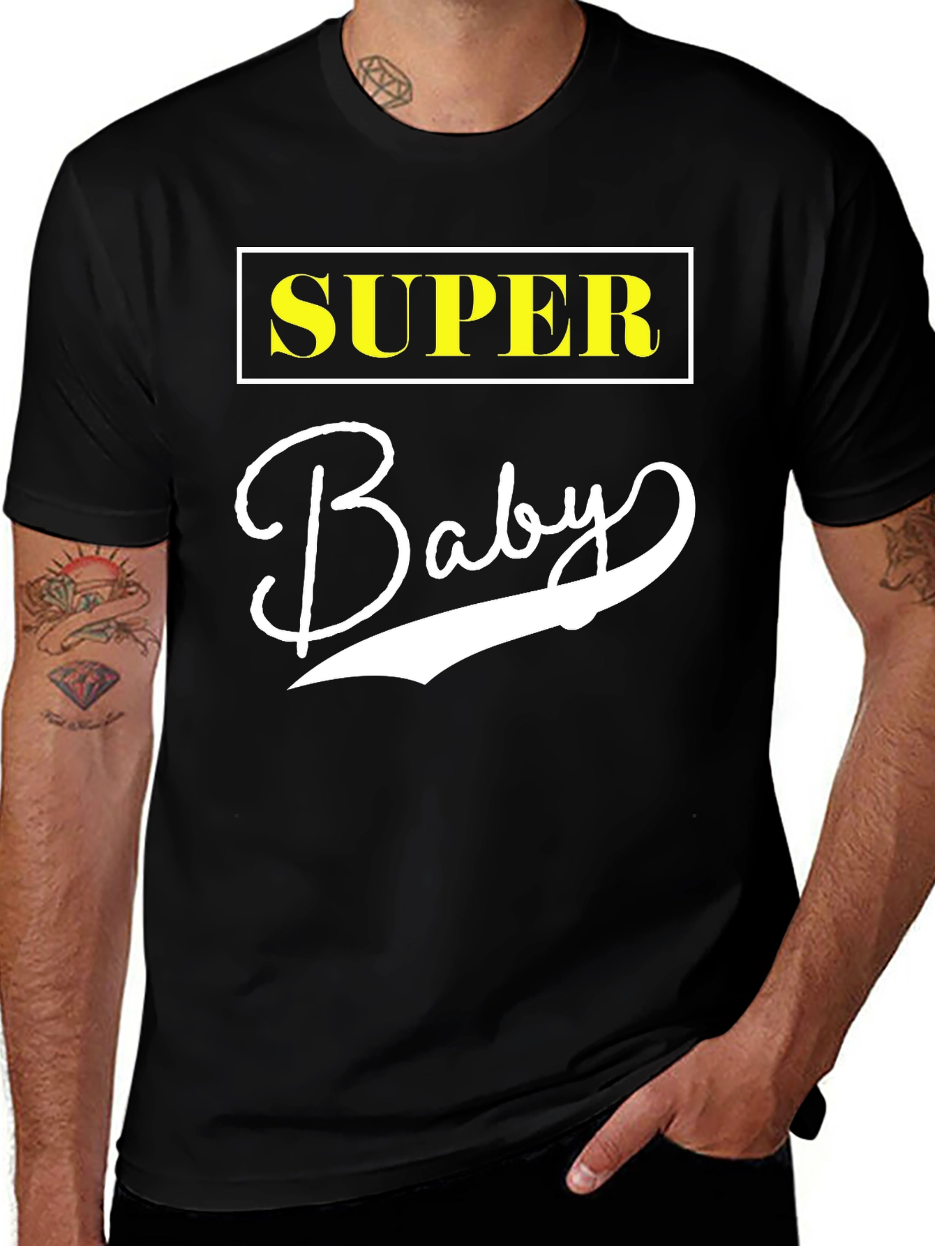 Variant 21 of Super Baby Black Cotton Graphic Tee