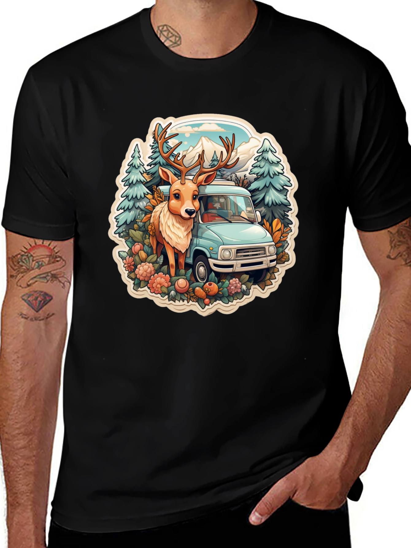 Variant 26 of Deer & Camper Van Graphic Tee