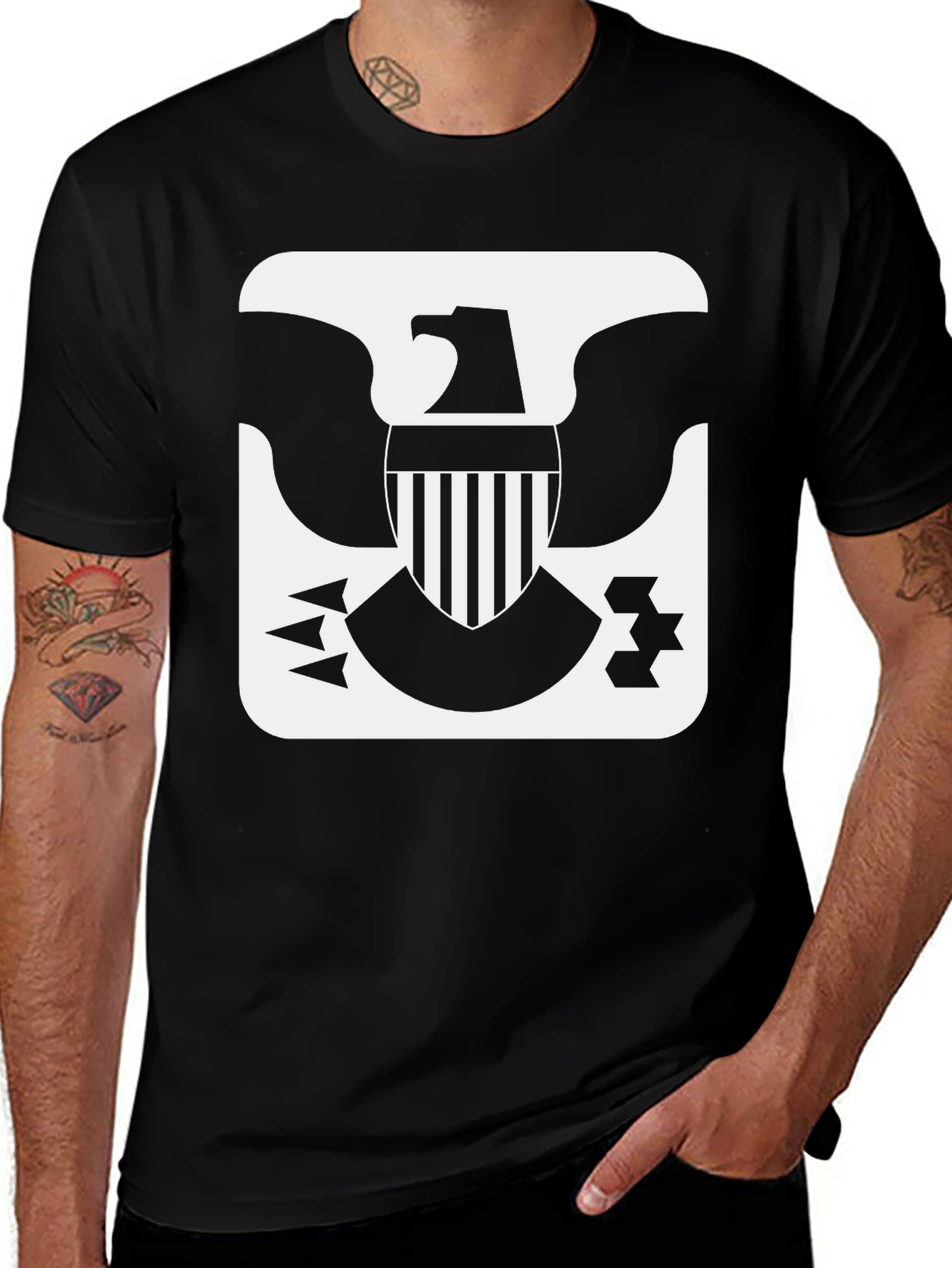 Variant 23 of Eagle Emblem Graphic Tee - Black Casual Shirt