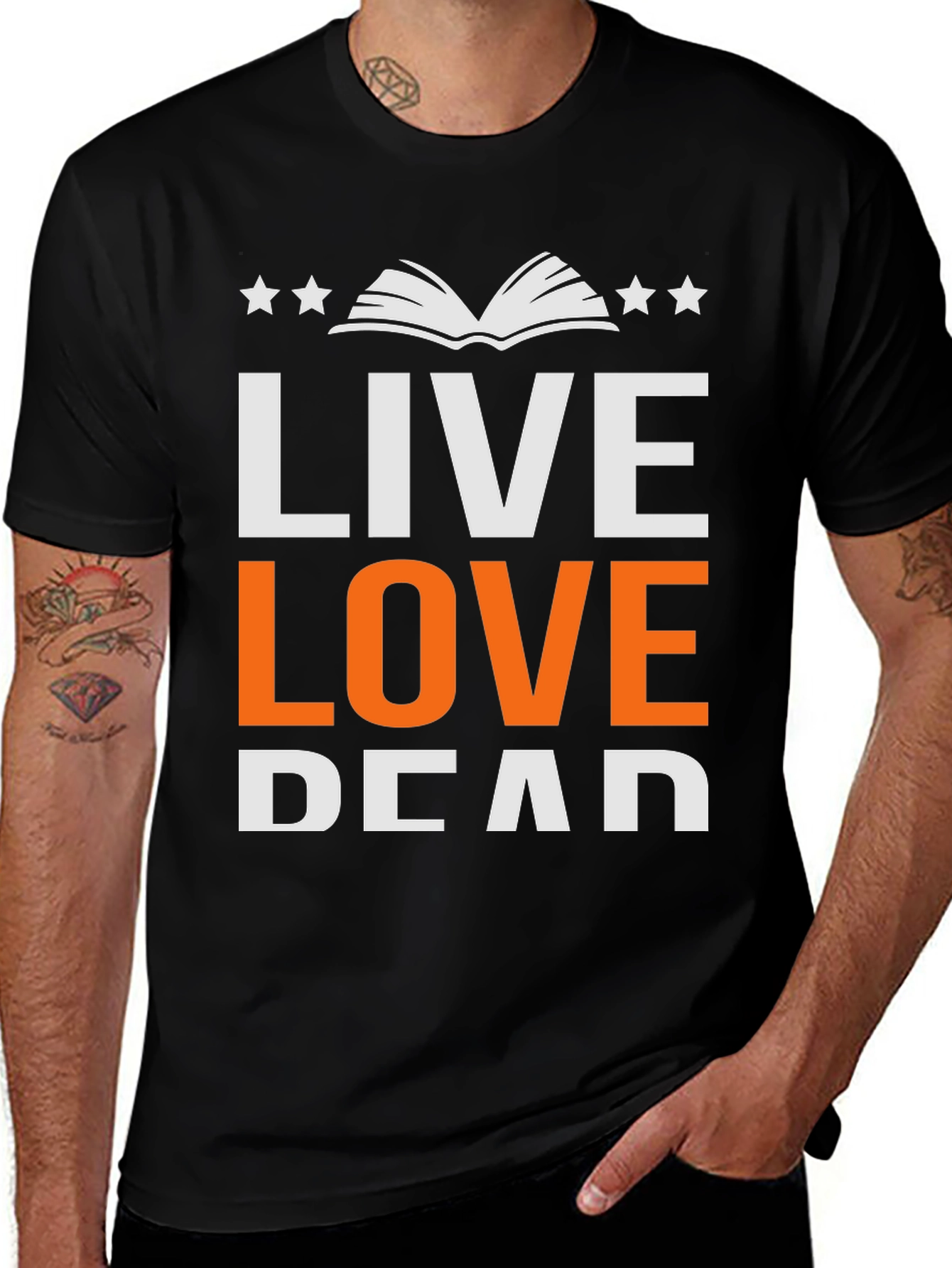 Variant 7 of Live Love Read Bookworm Graphic Tee