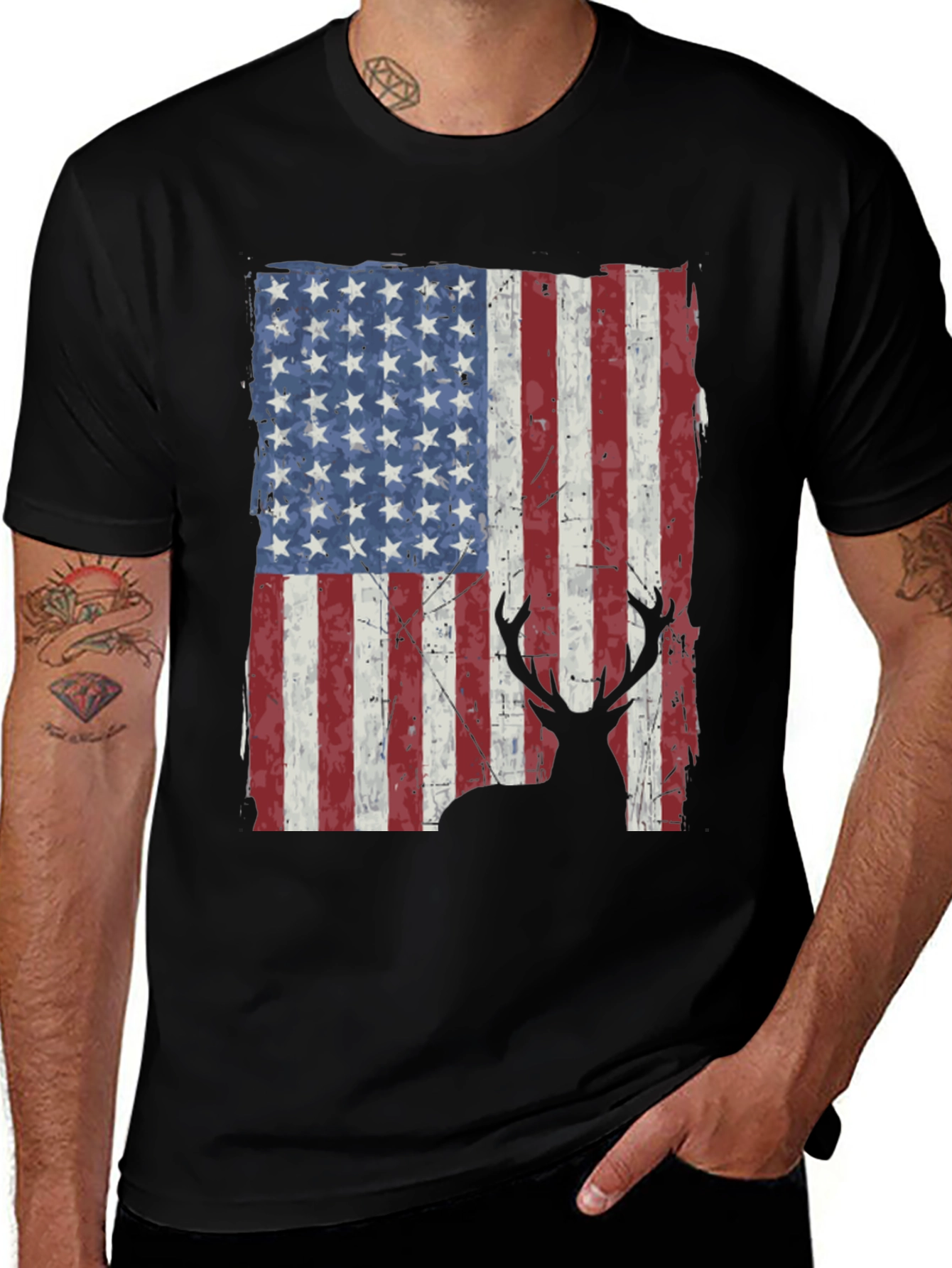 Variant 8 of American Flag Deer Graphic T-Shirt