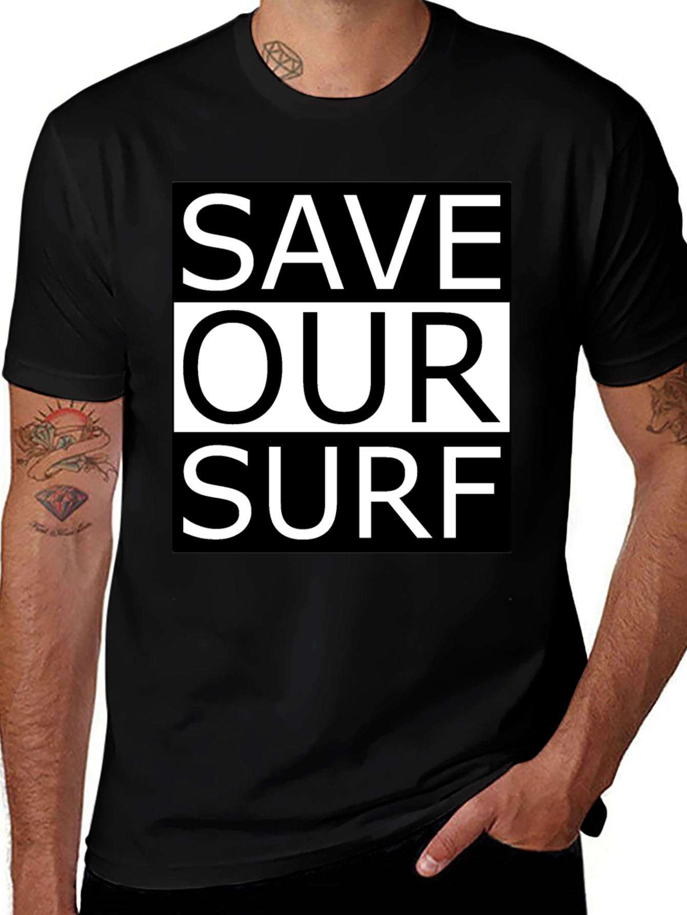 Variant 2 of Save Our Surf Graphic Tee - Black