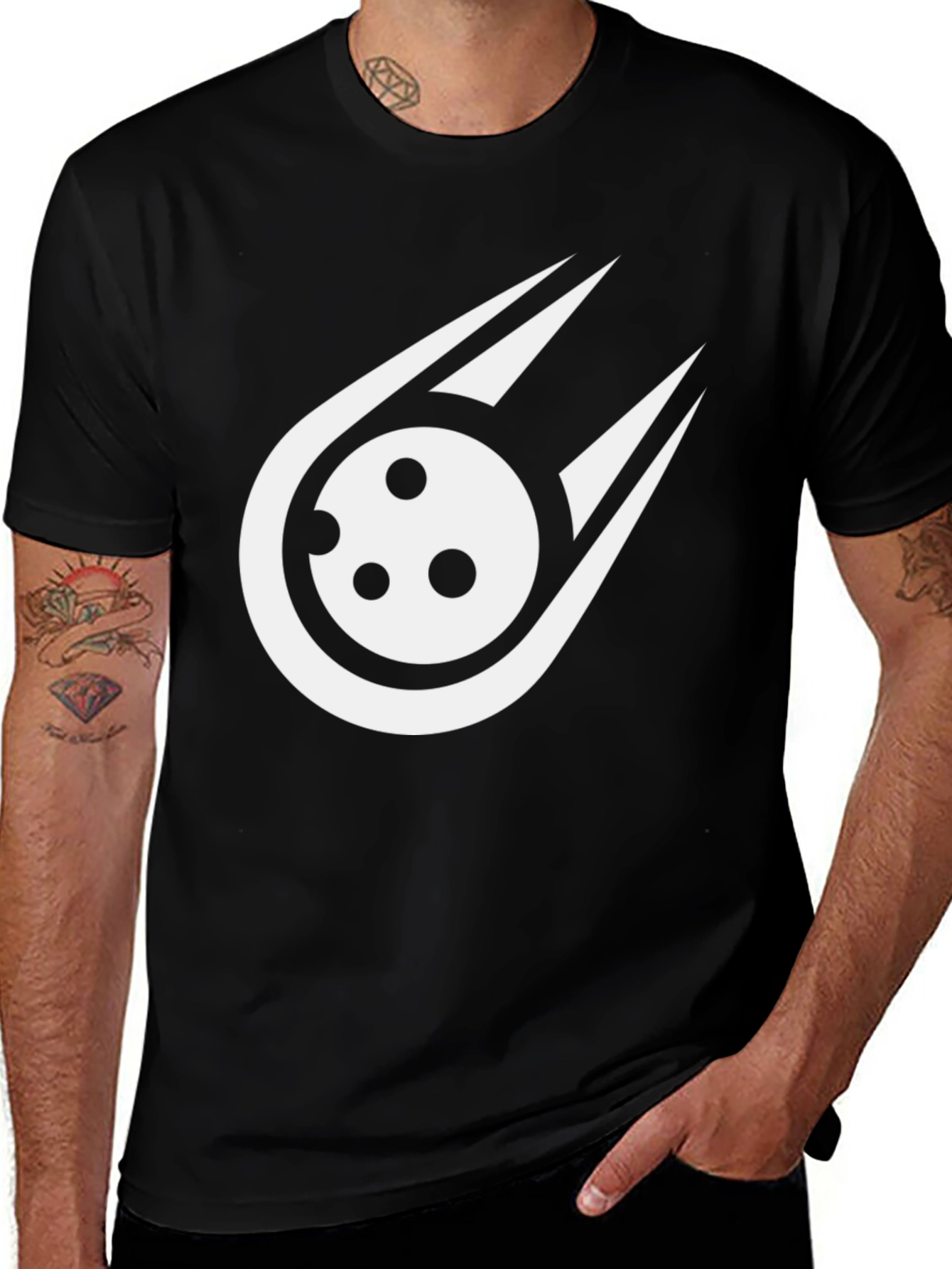 Variant 14 of Meteor Strike Graphic Tee - Black Cotton Comfort