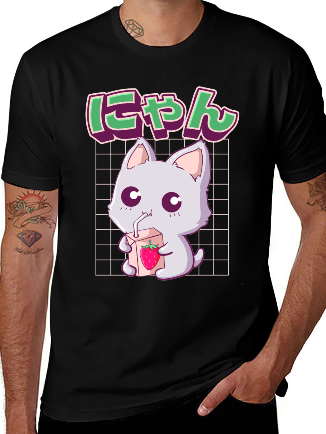 Variant 24 of Kawaii Cat Strawberry Milk Anime Graphic Tee