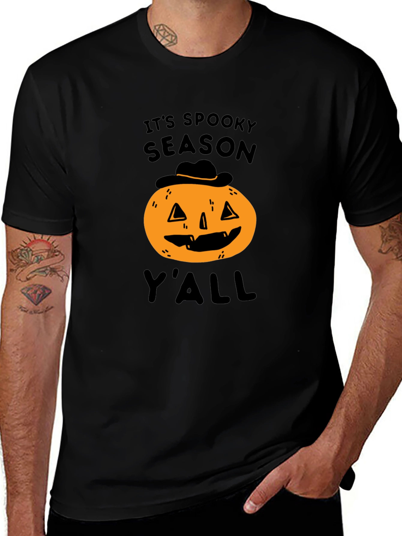 Black Spooky Season Pumpkin T-Shirt main image