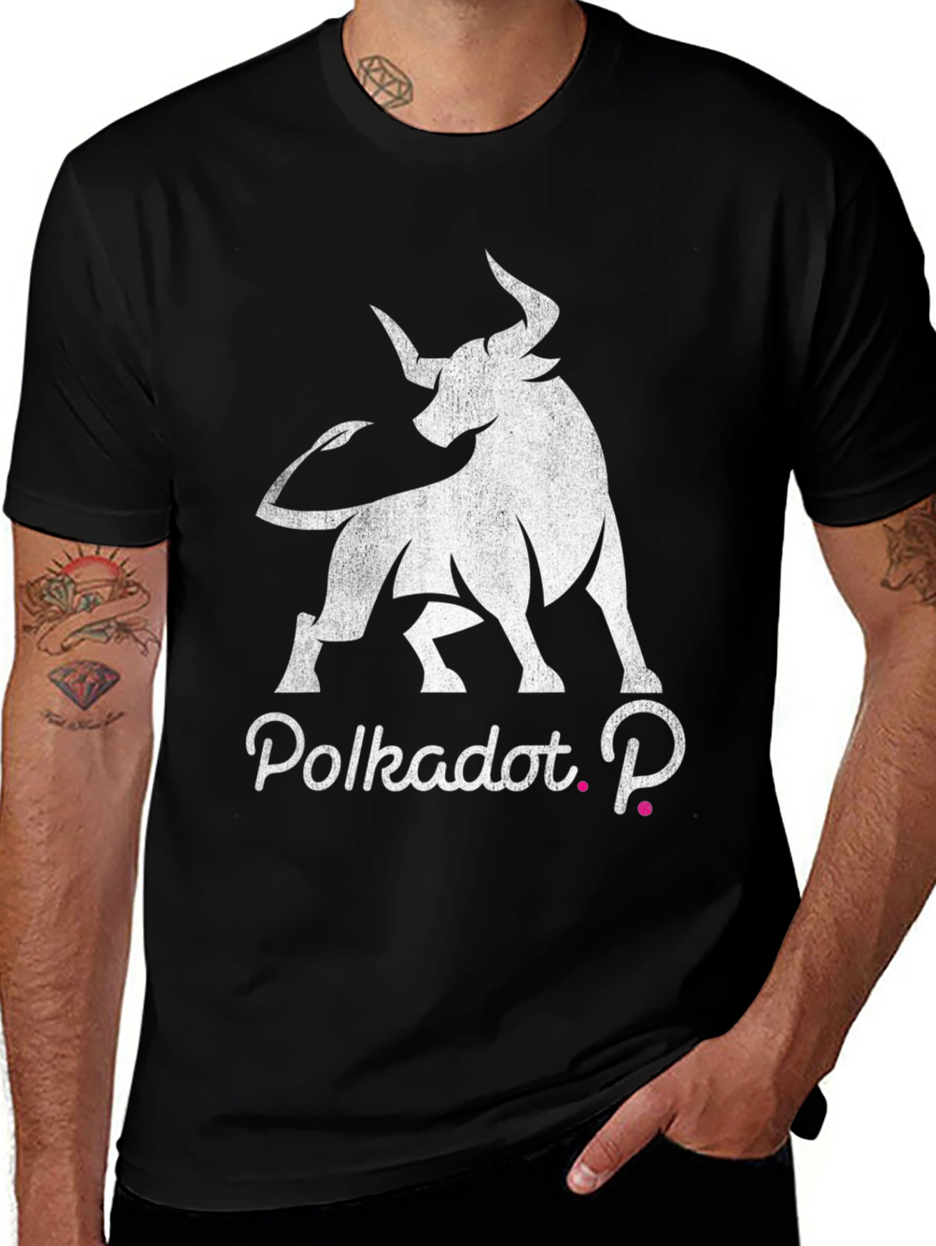 Polkadot Bull Black T-Shirt - Crypto Fashion