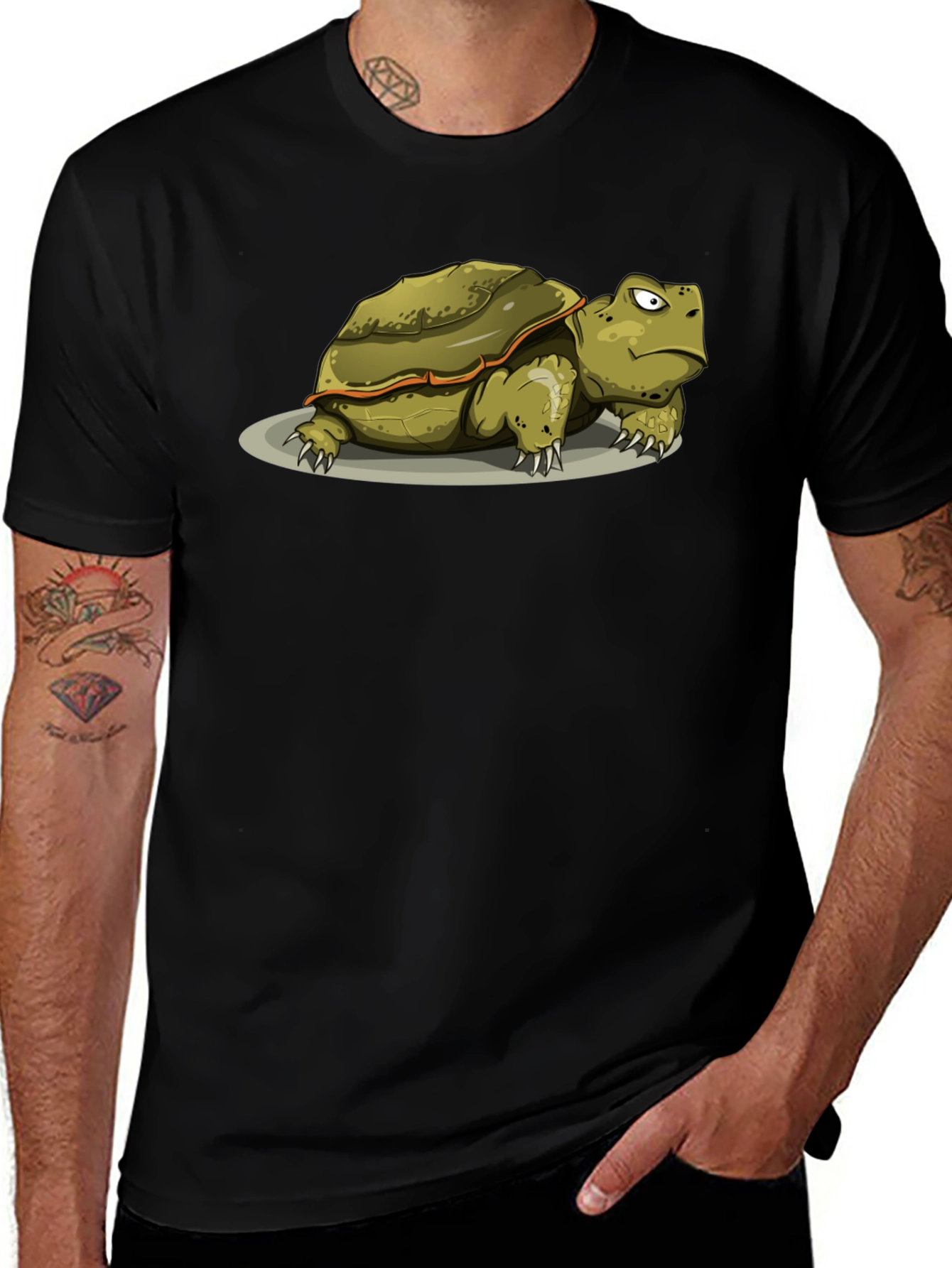 Variant 24 of Grumpy Turtle Graphic Tee - Black Cotton T-Shirt