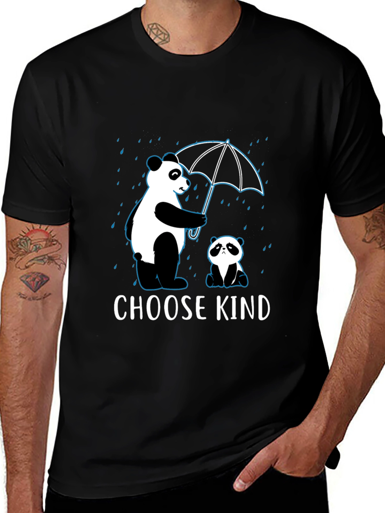 Variant 28 of Choose Kind Panda Graphic T-Shirt - Black