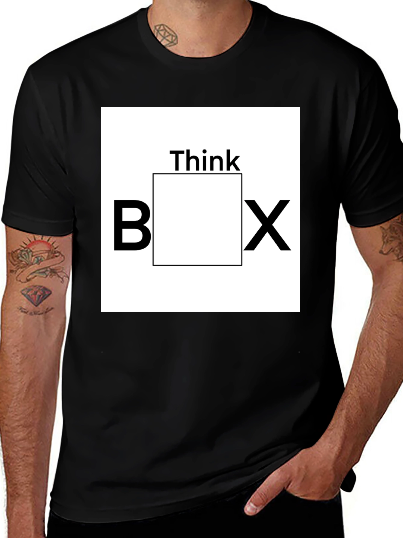 Variant 21 of Think Outside the Box Graphic Tee - Black