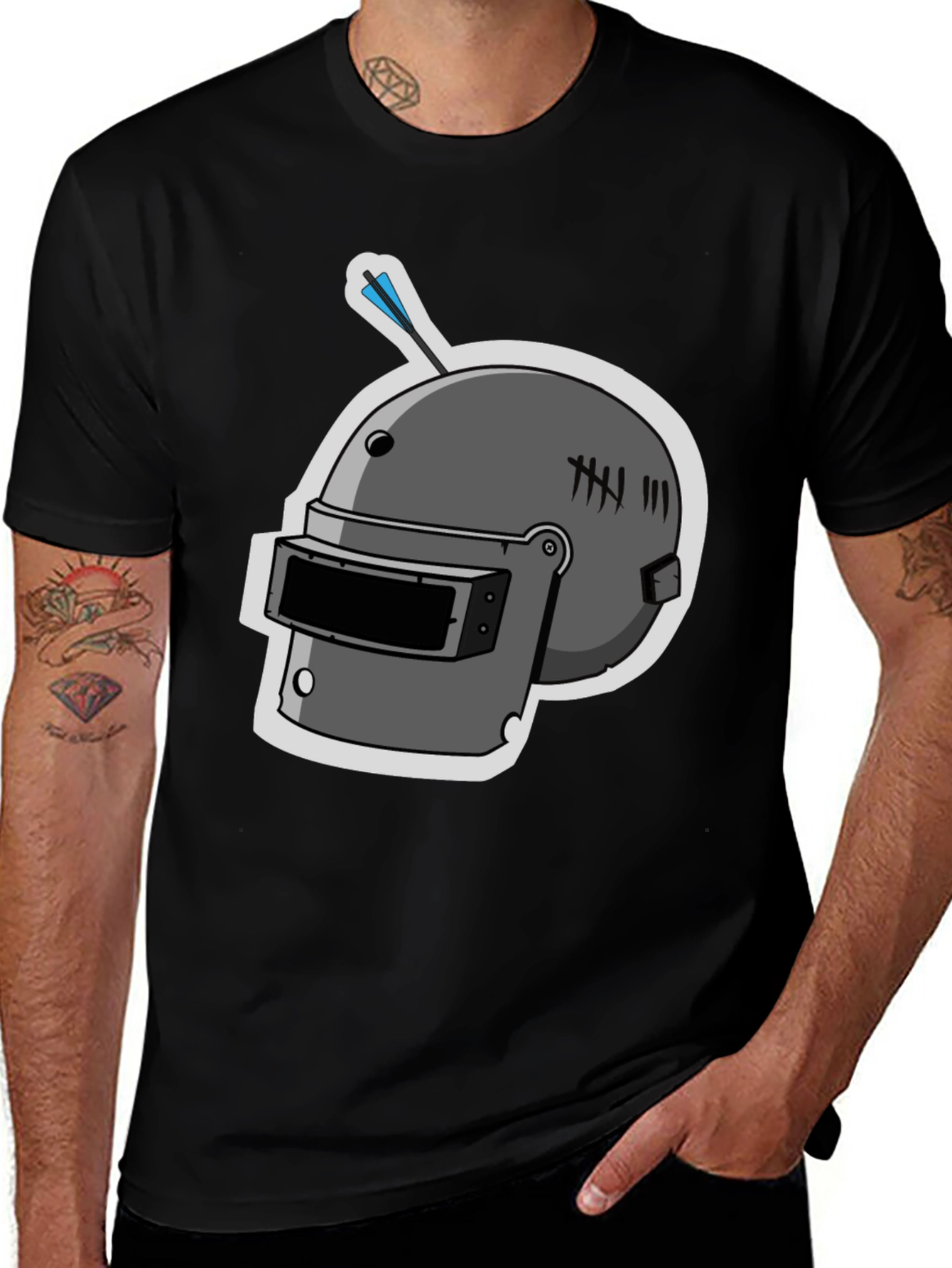 Variant 11 of Gaming Helmet Graphic T-Shirt - Black