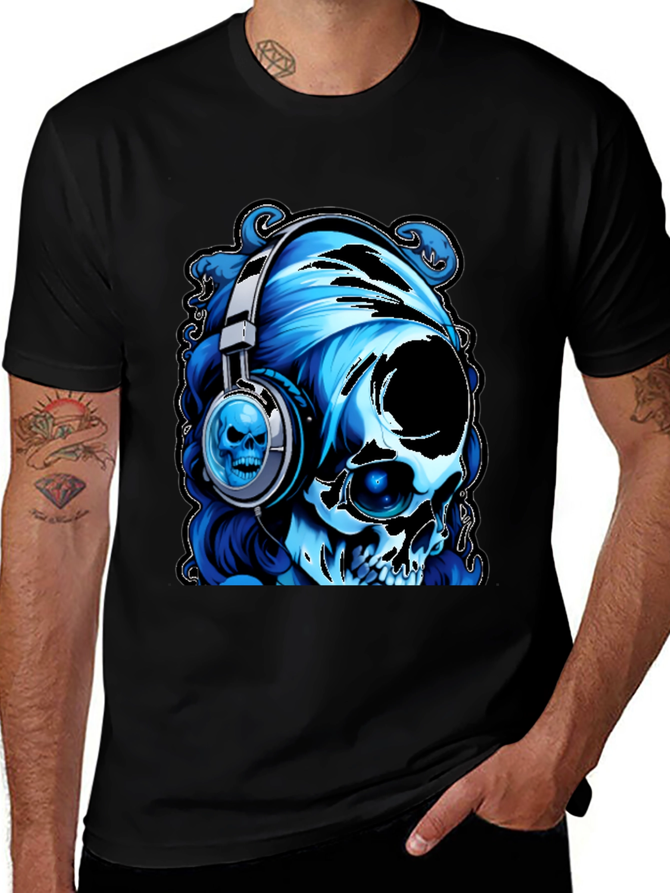 Variant 29 of Skull with Headphones Graphic T-Shirt
