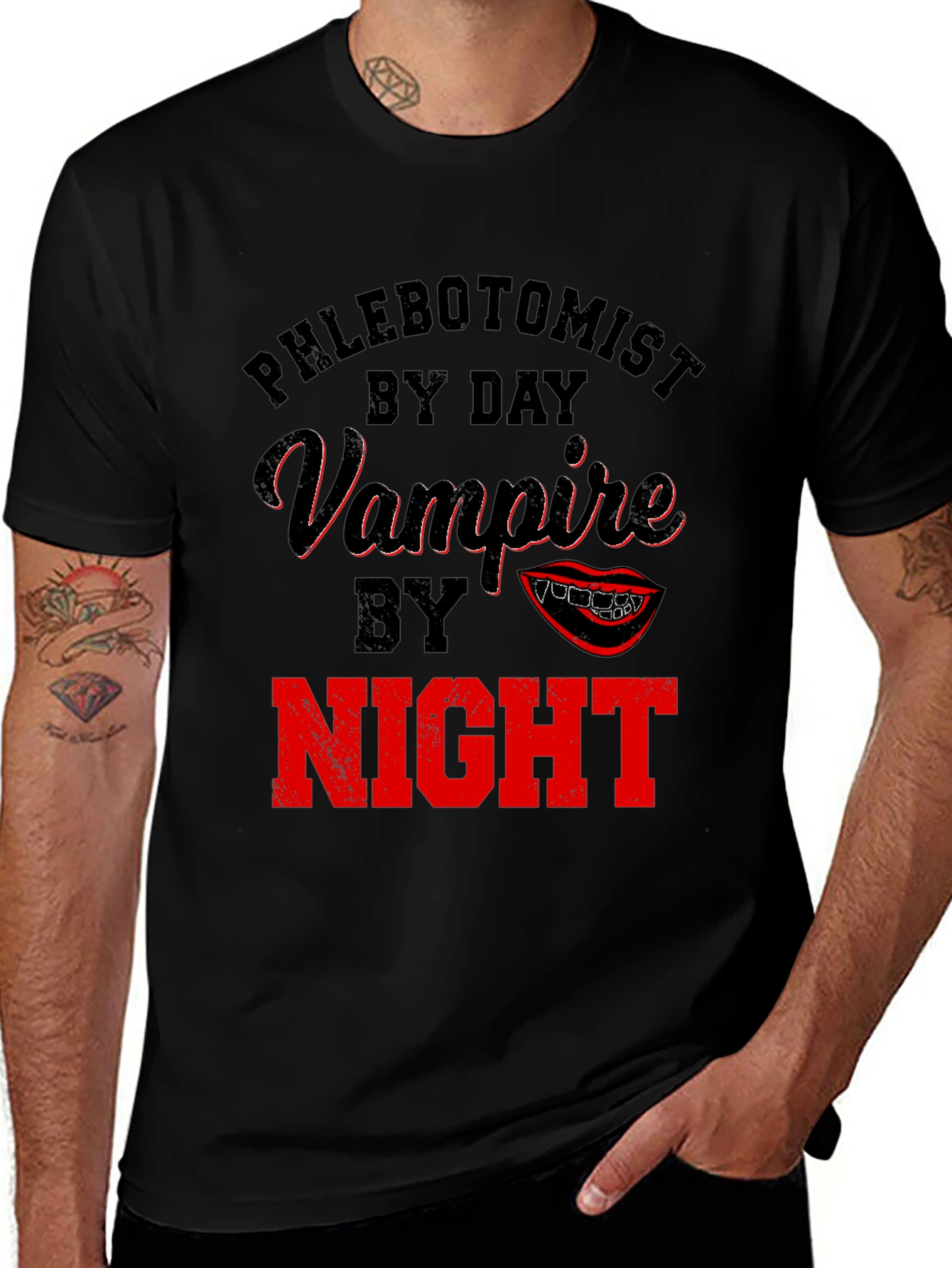 Variant 27 of Phlebotomist By Day Vampire By Night Novelty T-Shirt