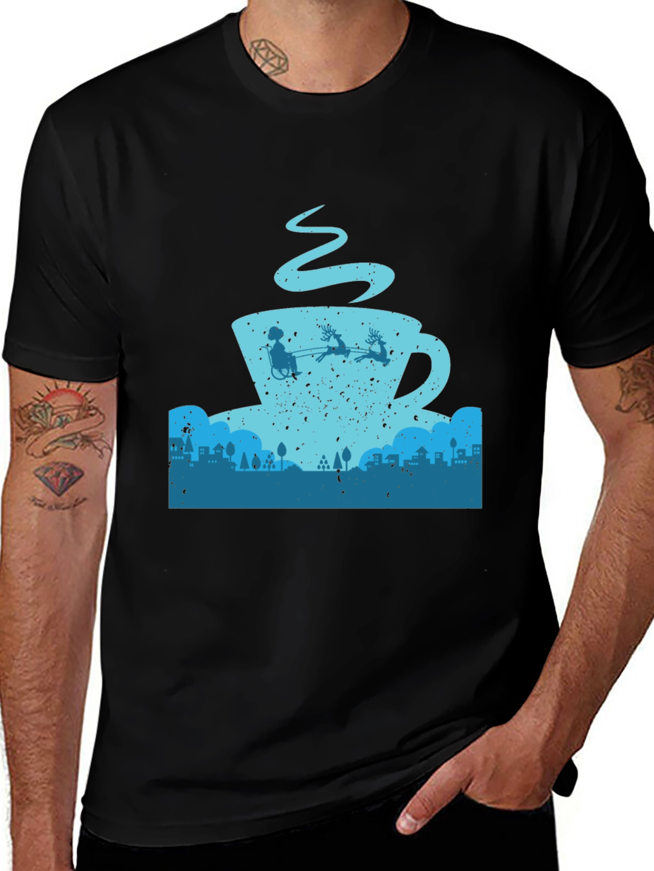 Variant 21 of Coffee Cup Santa T-Shirt