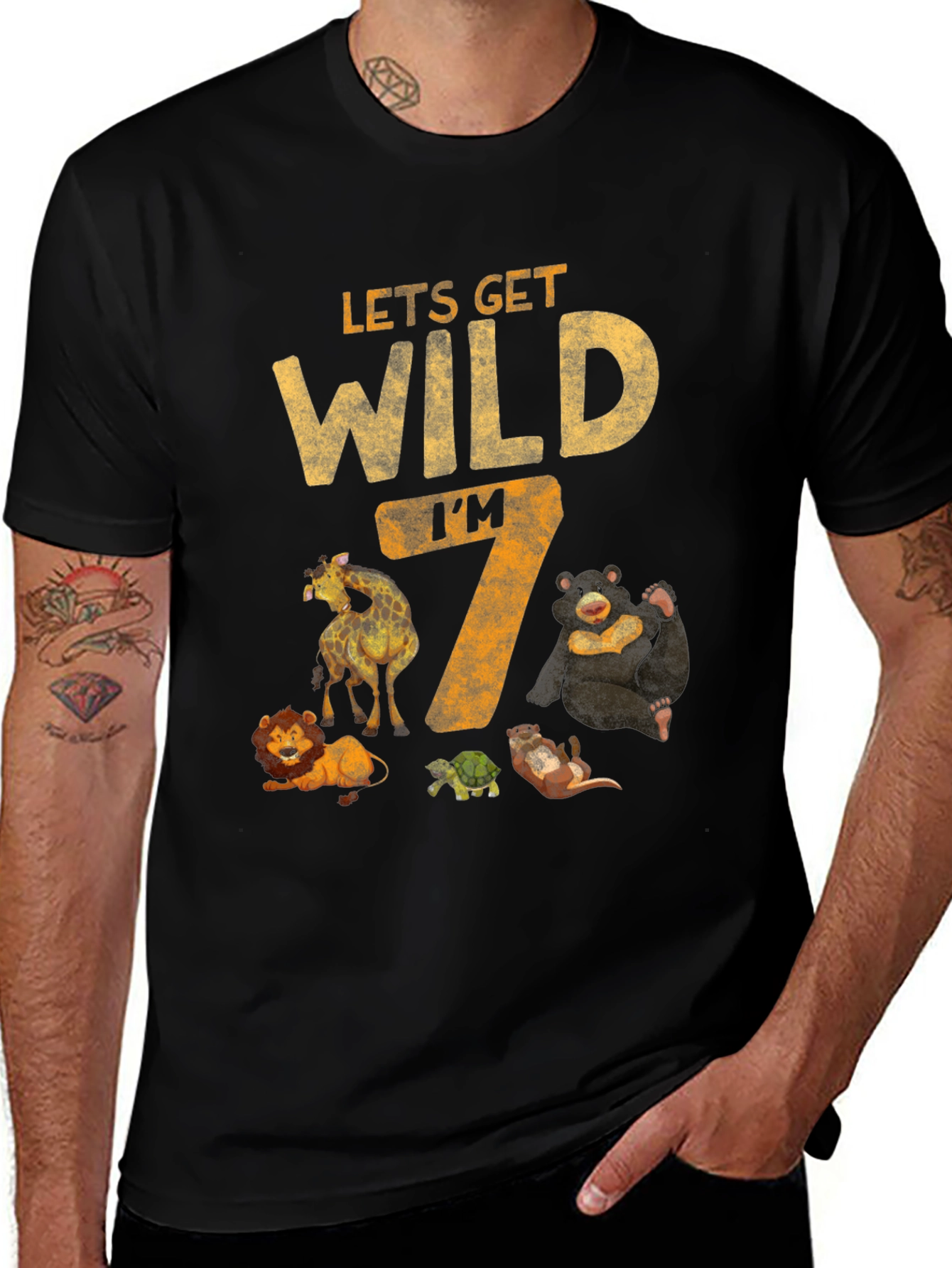Variant 2 of Let's Get Wild I'm 7 Birthday T-Shirt