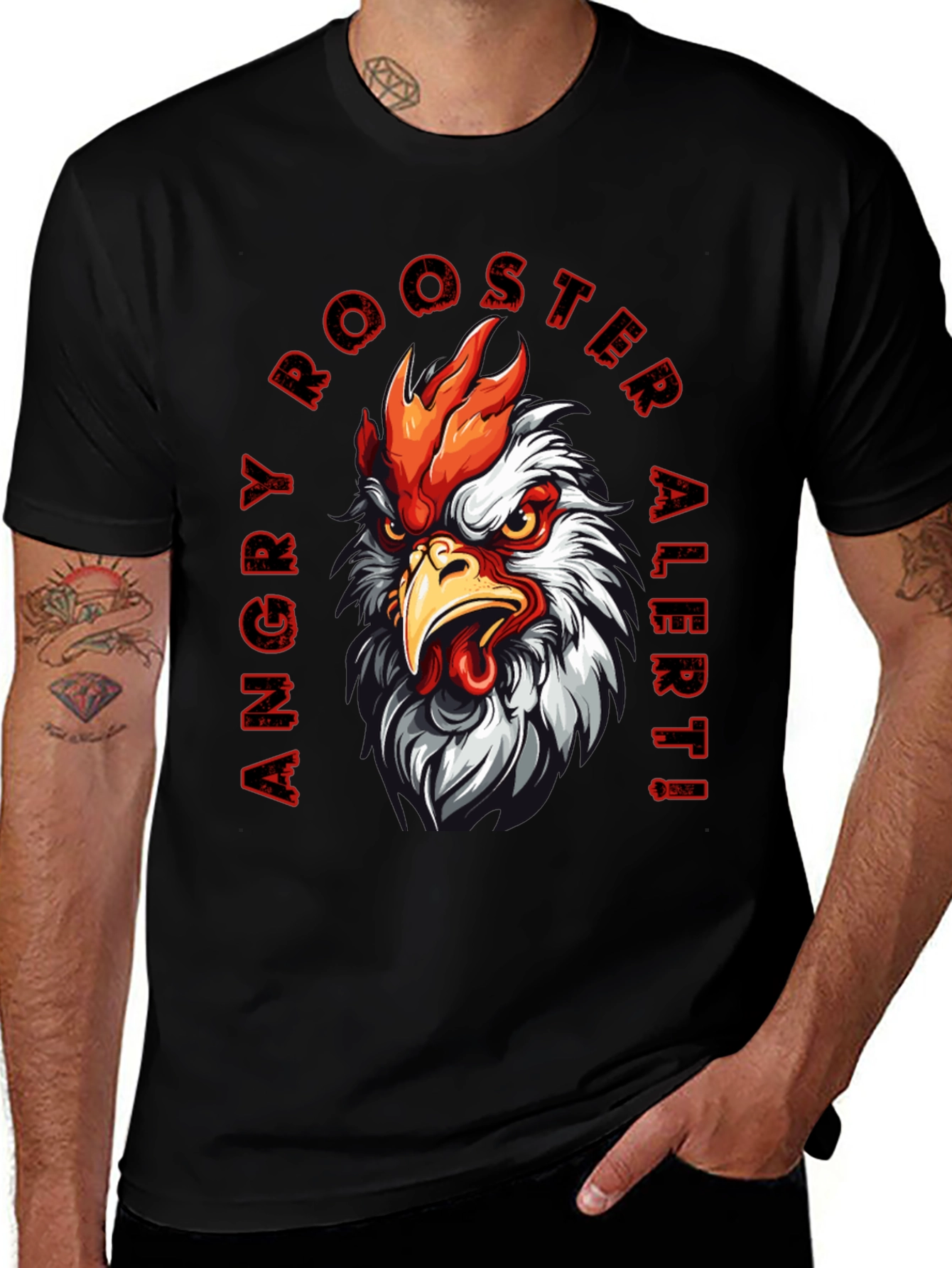 Variant 26 of Angry Rooster Alert Graphic Tee