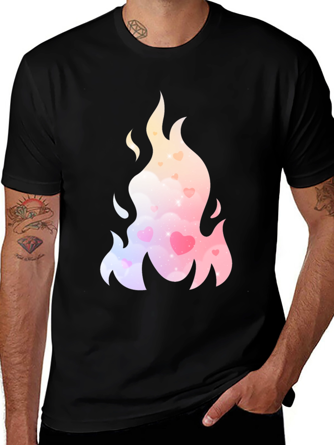 Variant 3 of Flame Heart Cloud Graphic Tee - Soft Cotton Comfort