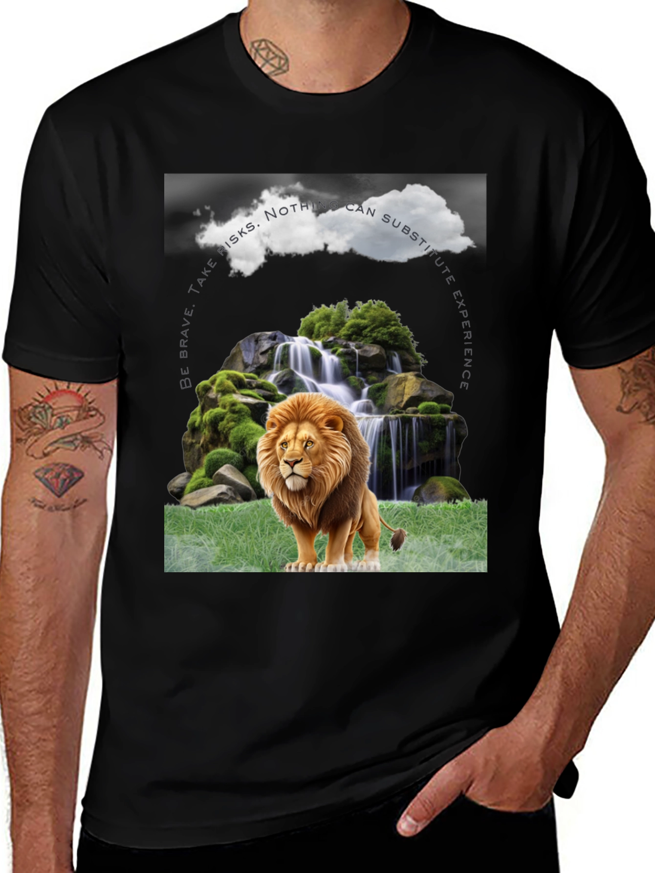 Variant 10 of Lion Waterfall Graphic Tee - Brave Experience Shirt