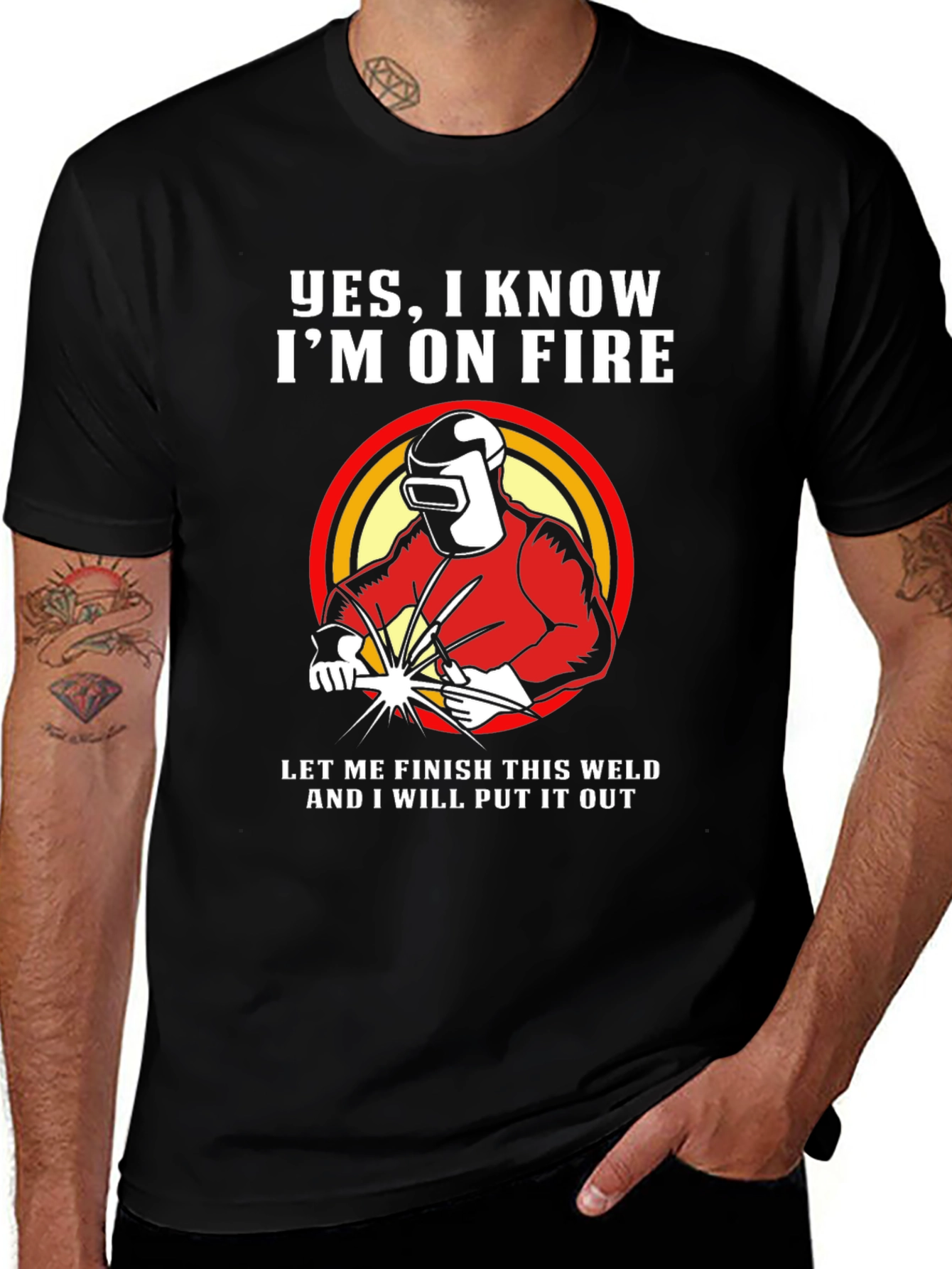 Variant 13 of Welder On Fire Funny T-Shirt - Welding Humor Tee