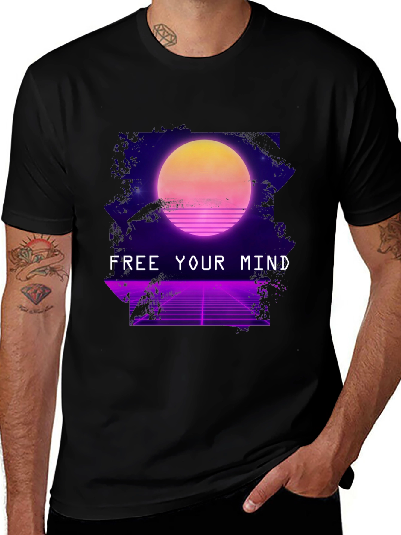 Variant 11 of Retro Wave "Free Your Mind" Graphic T-Shirt