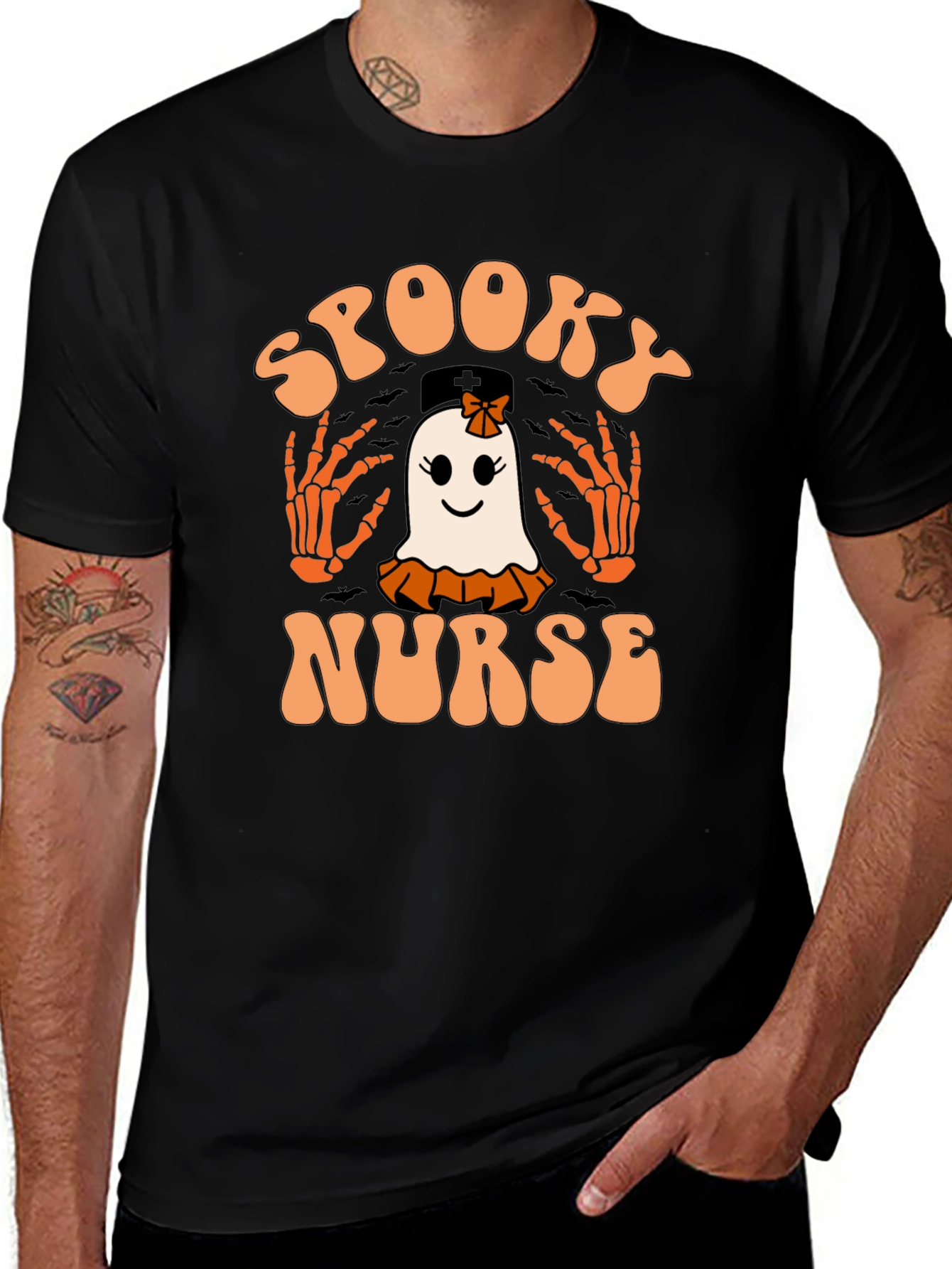 Spooky Nurse Halloween T-Shirt - Ghost Graphic Tee