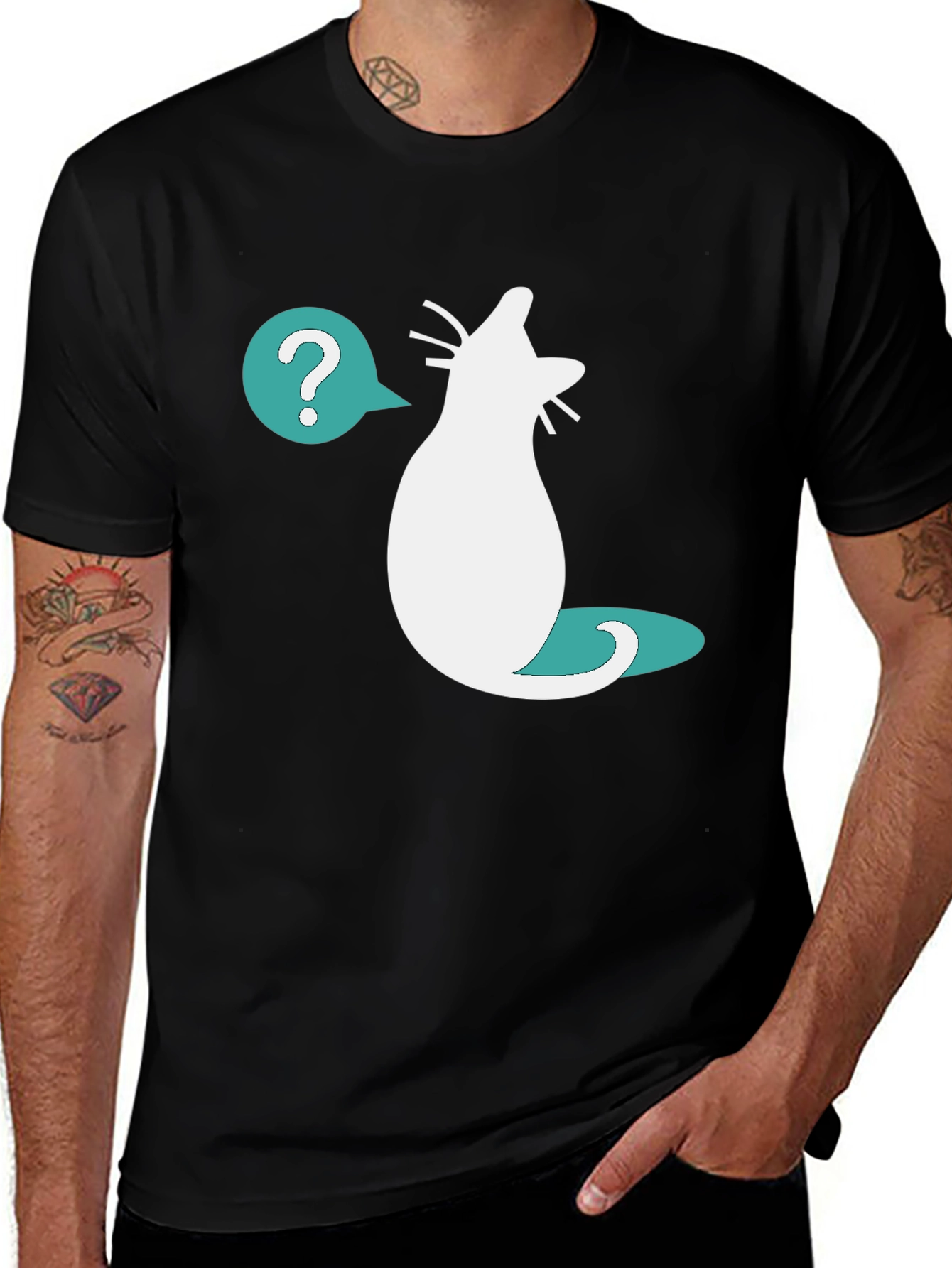 Variant 22 of Curious Cat T-Shirt - Question Mark Design