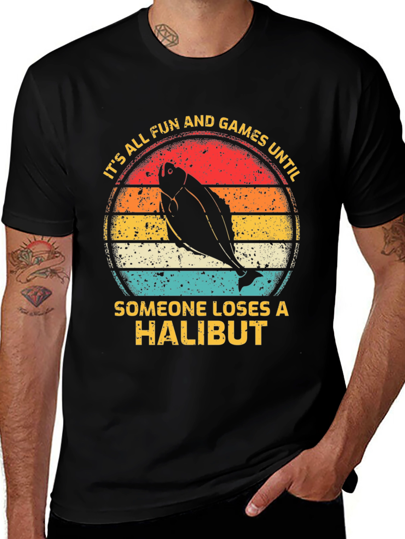 Variant 12 of Fun Halibut Fishing Graphic Tee