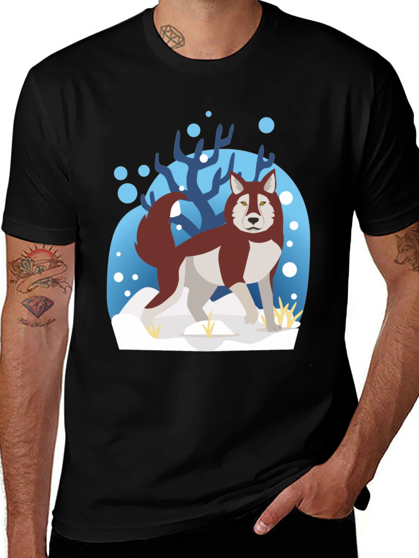 Variant 9 of Husky Winter Scene Graphic Tee