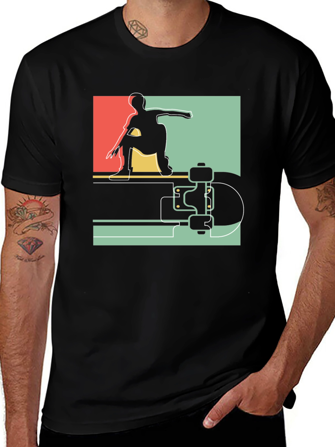 Variant 9 of Skateboard Silhouette Graphic Tee - Cool Retro Design