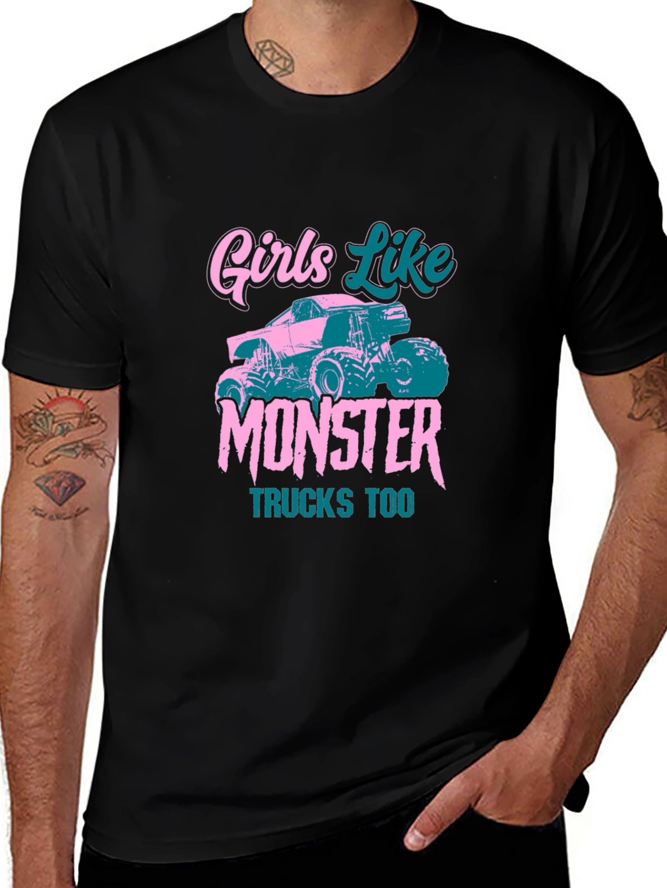 Variant 8 of Girls Like Monster Trucks Too T-Shirt