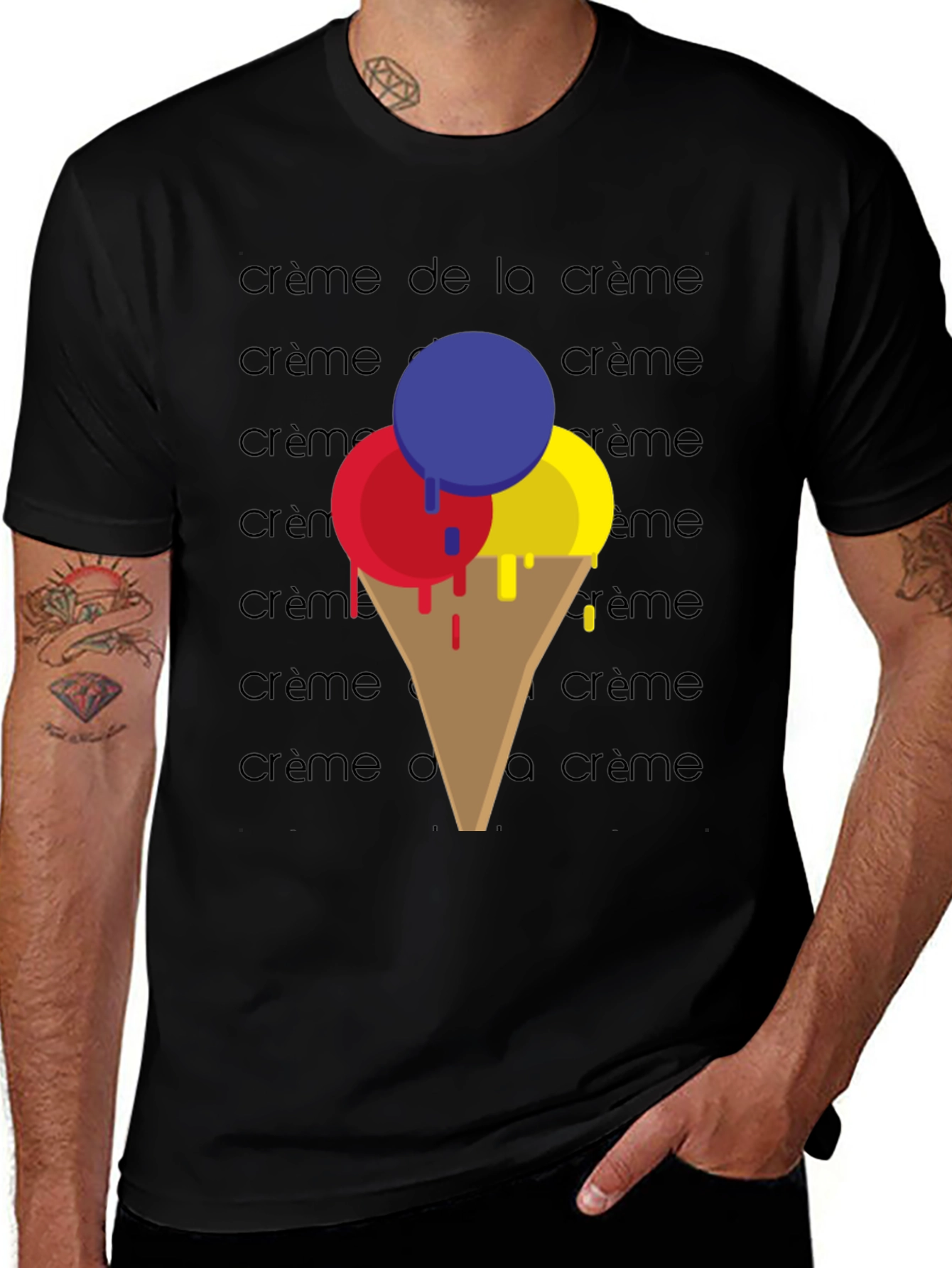 Variant 27 of Ice Cream T-Shirt - Crème de la Crème Black Tee