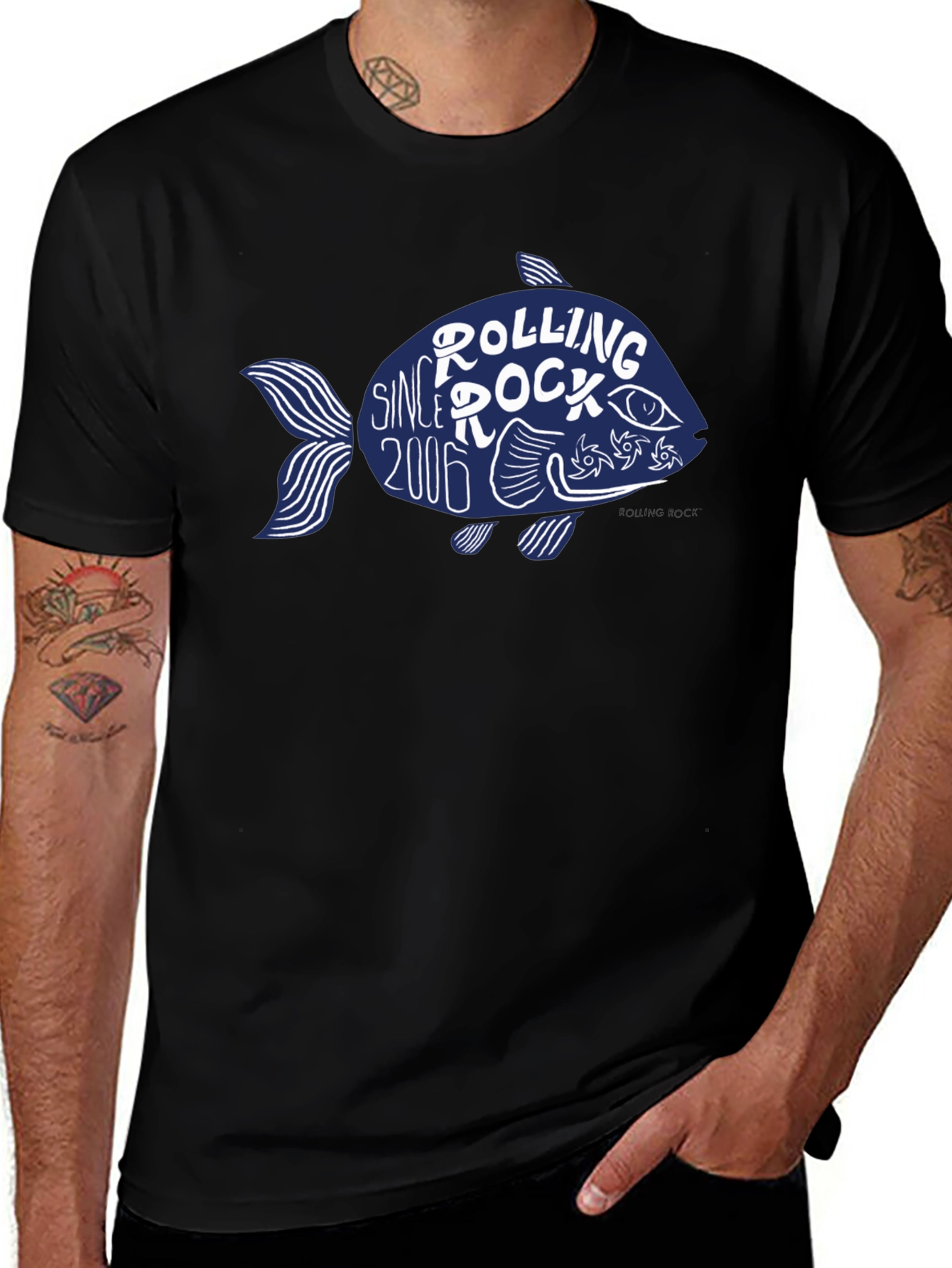 Rolling Rock Since 2006 Fish Graphic T-Shirt
