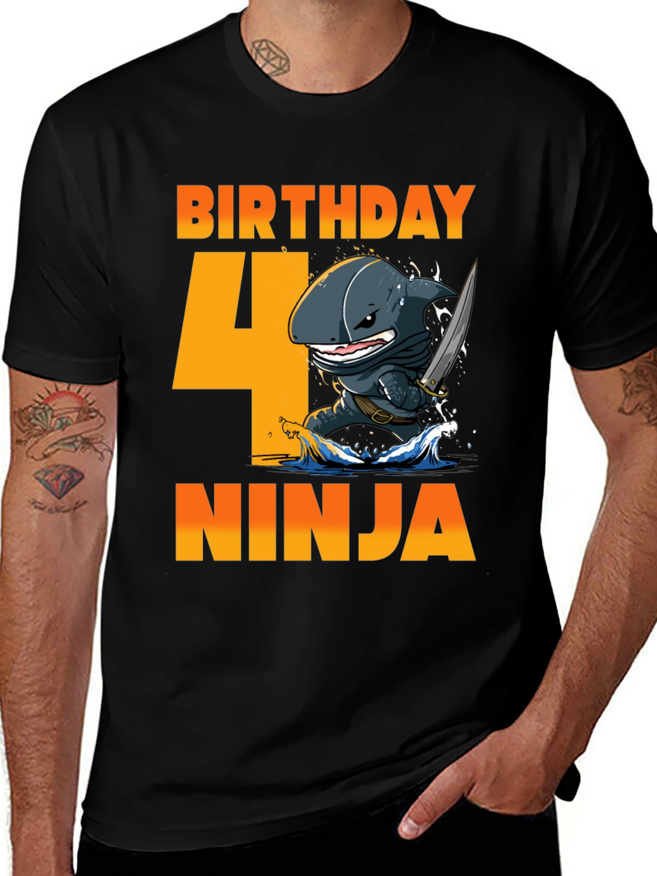 Variant 11 of Birthday 4 Ninja Shark T-Shirt