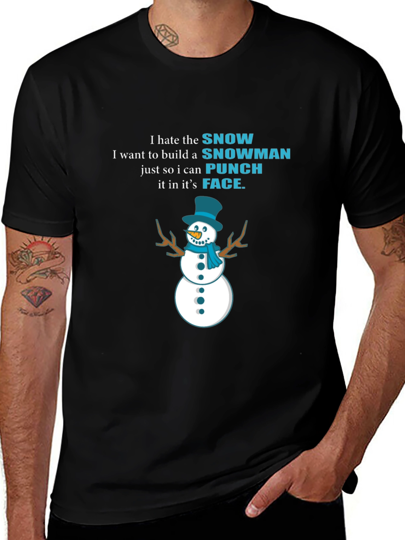 I Hate Snowman Black T-Shirt