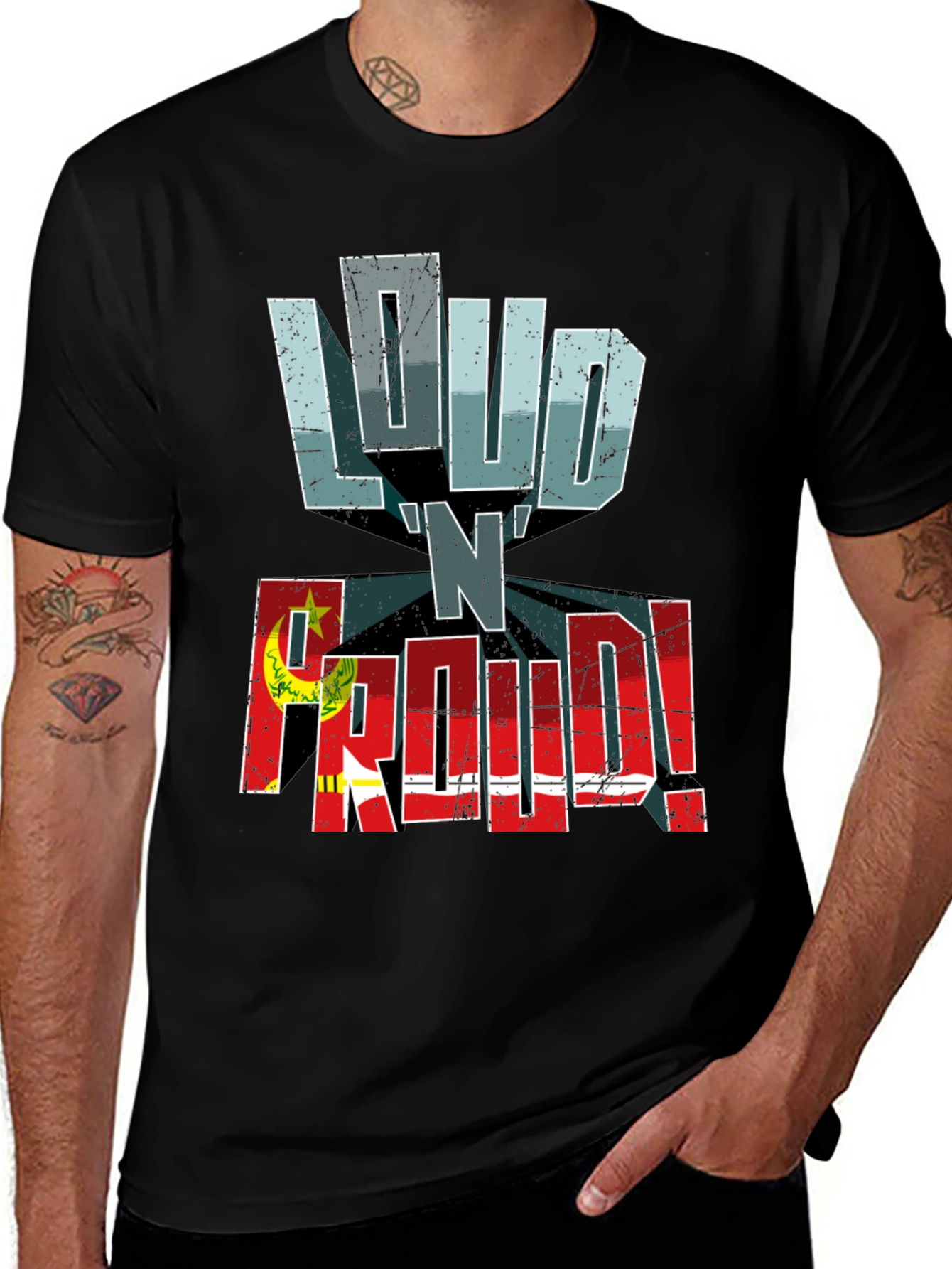 Variant 16 of Loud 'N' Proud Graphic Tee - Distressed Design